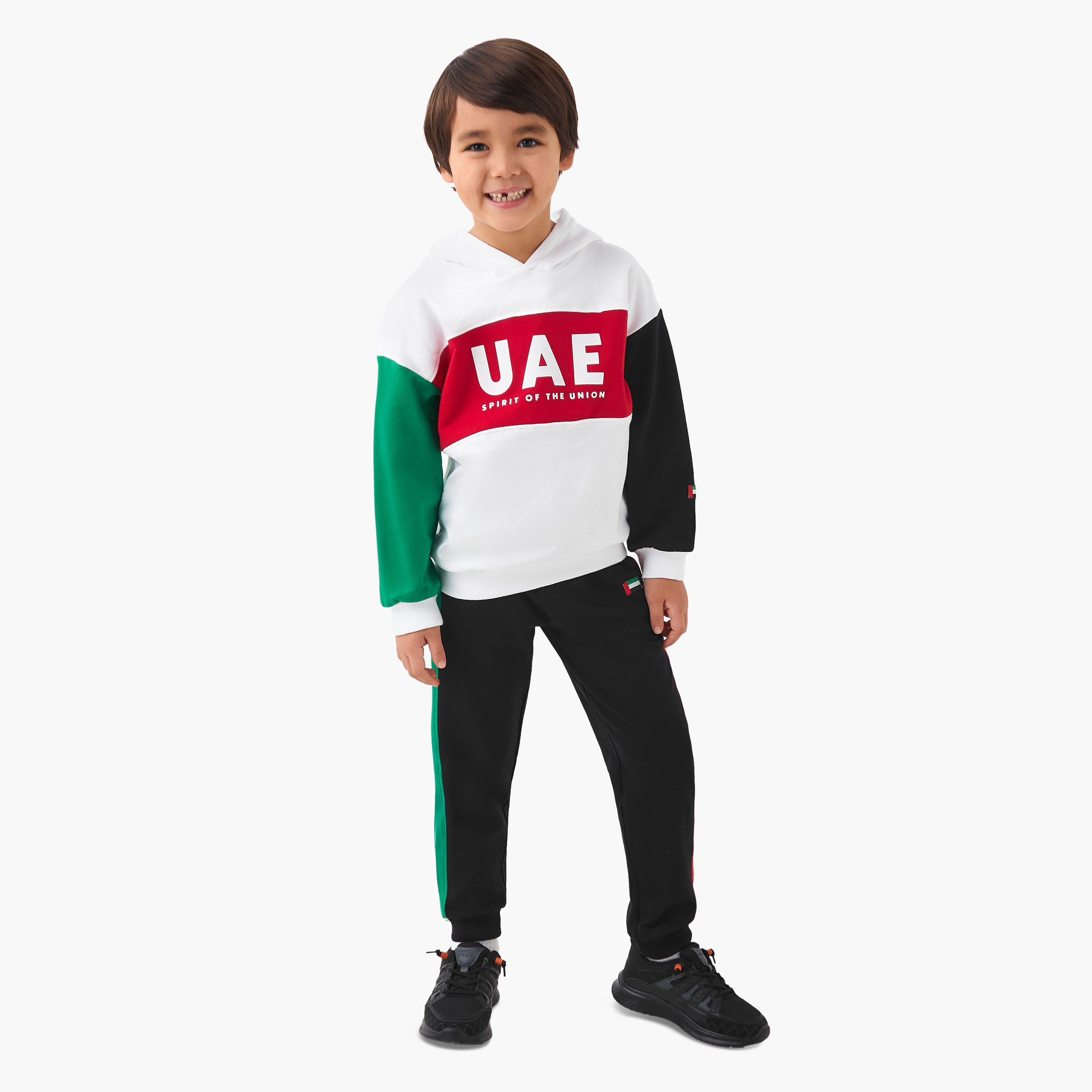 Juniors Boys Hooded Sweatshirt with UAE National Day Print - Cotton - Long Sleeves-baby-boys-clothing-winterwear-sweatshirts-image-2