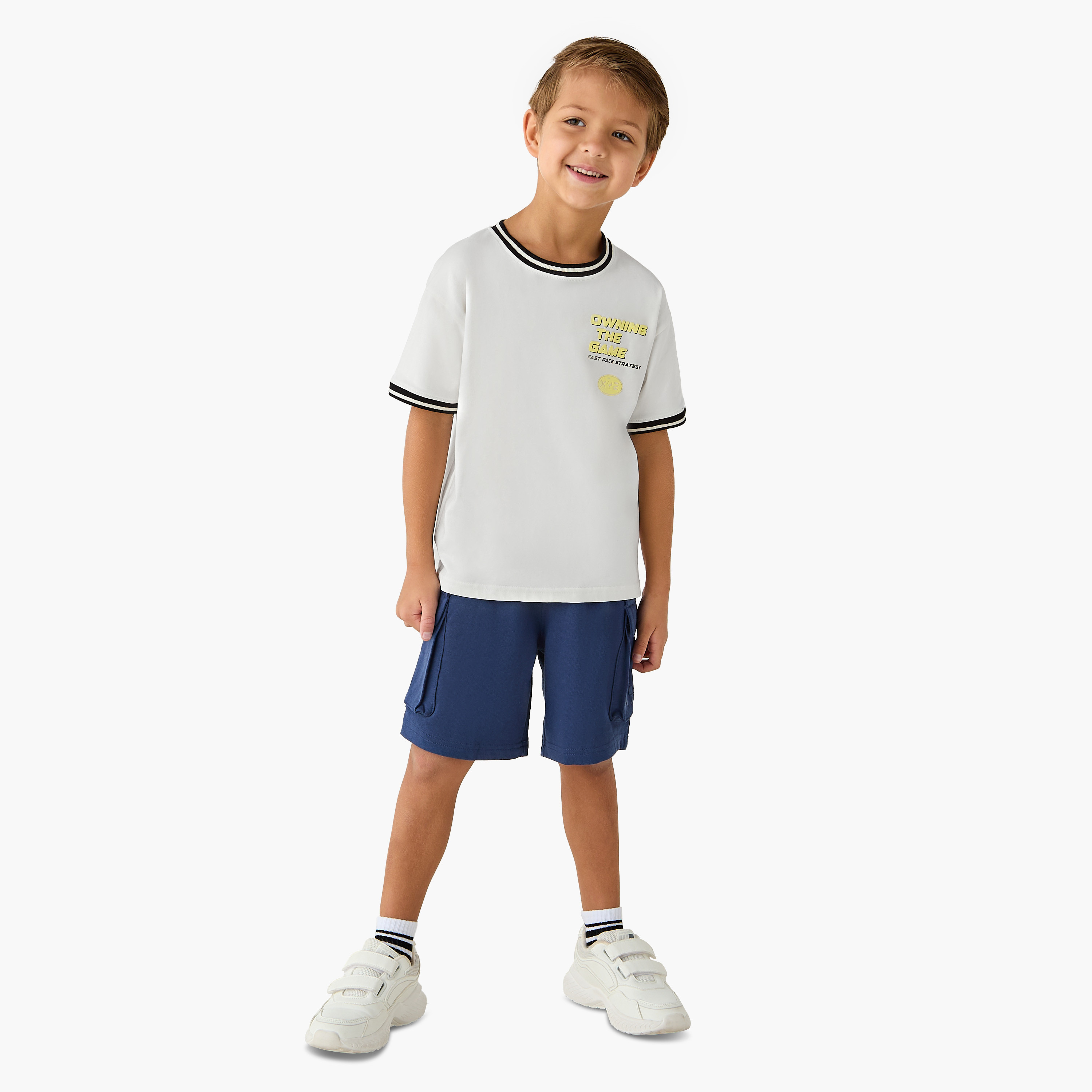 XYZ Solid Shorts with Drawstring Closure and Pockets-boys-clothing-bottoms-shorts-image-2
