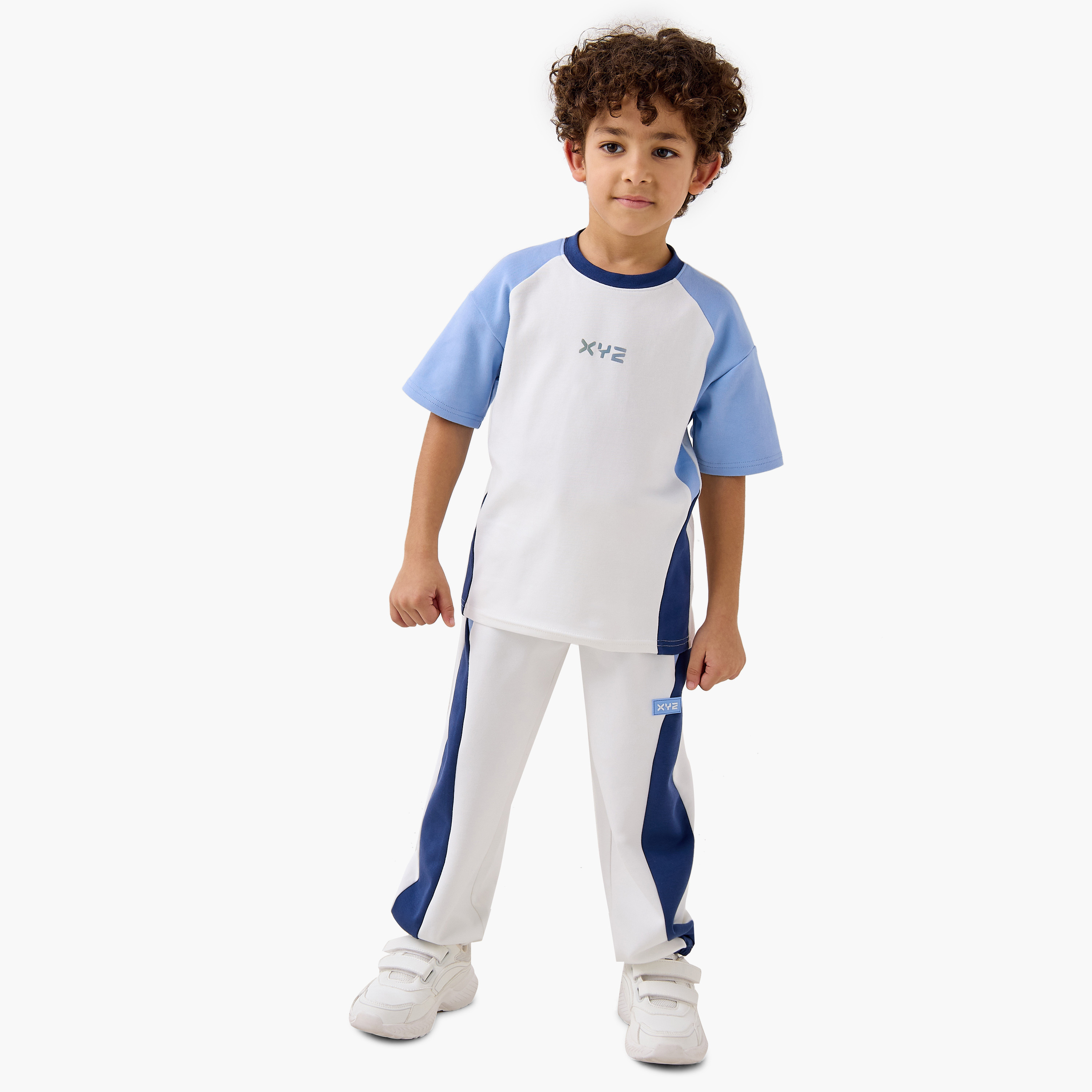 XYZ Colourblock Joggers with Elasticated Waistband and Pockets-boys-clothing-bottoms-joggersandtrackpants-image-2