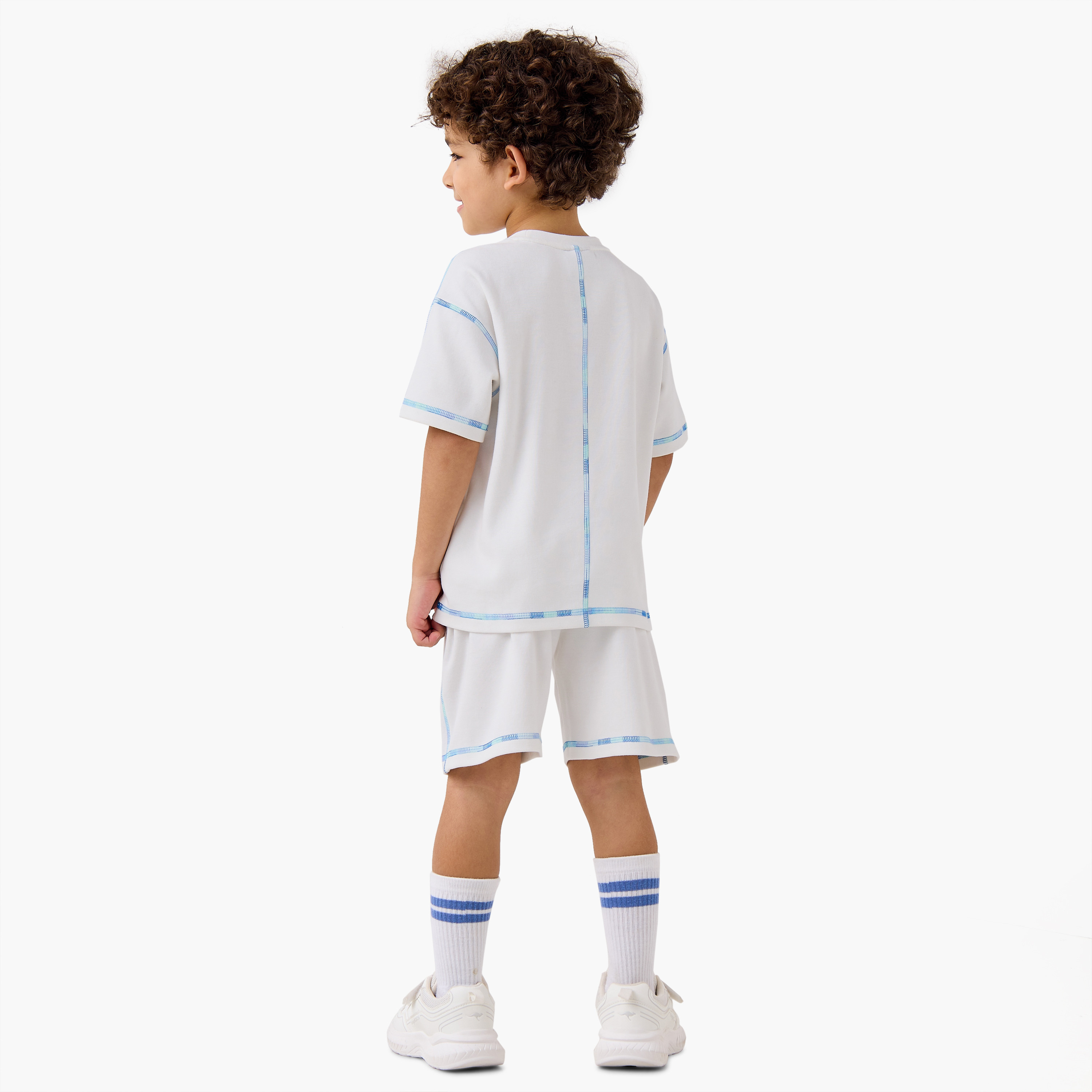 XYZ Contrast Stitch Detail T-shirt and Shorts Set-baby-boys-clothing-sportswear-sets-image-4