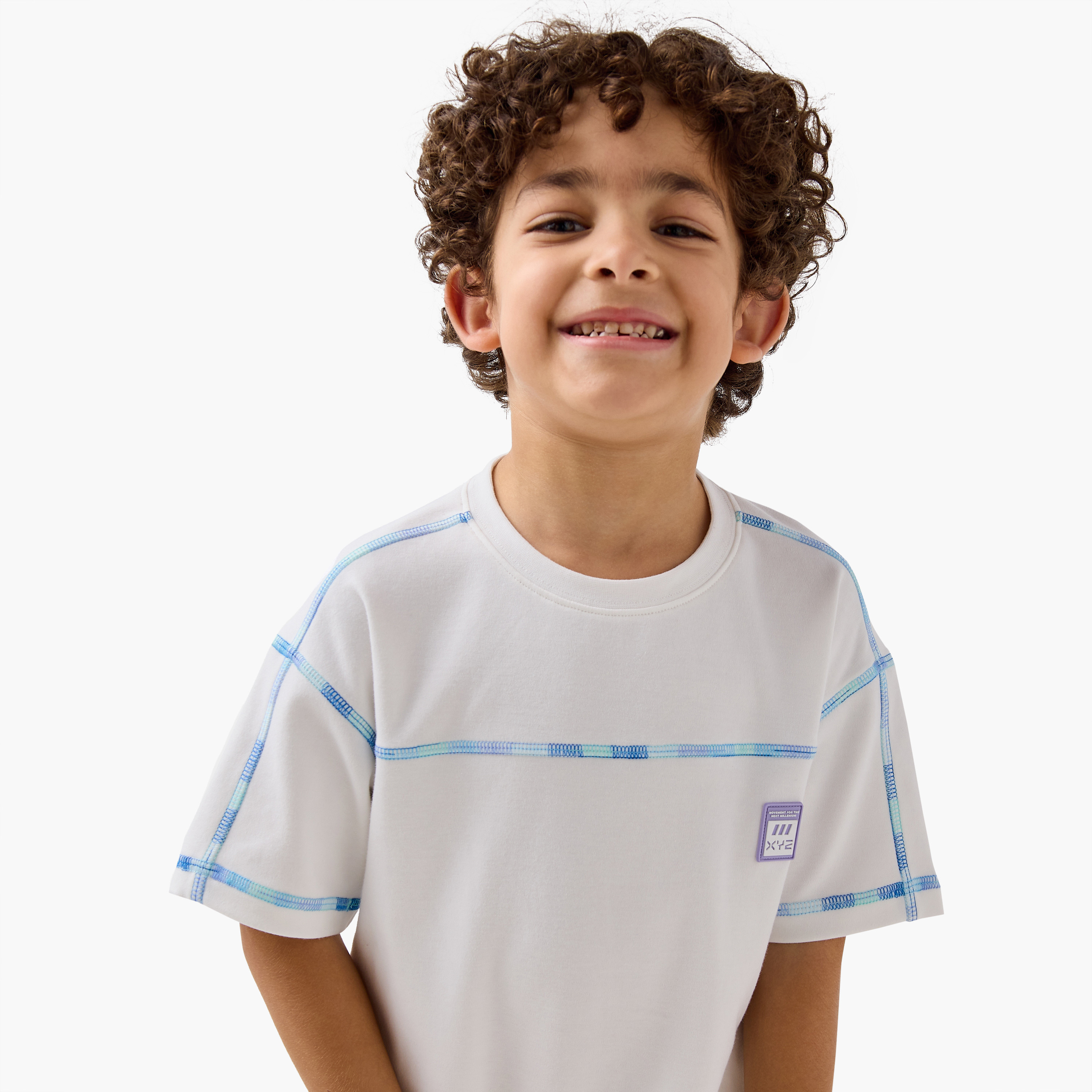 XYZ Contrast Stitch Detail T-shirt and Shorts Set-baby-boys-clothing-sportswear-sets-image-5
