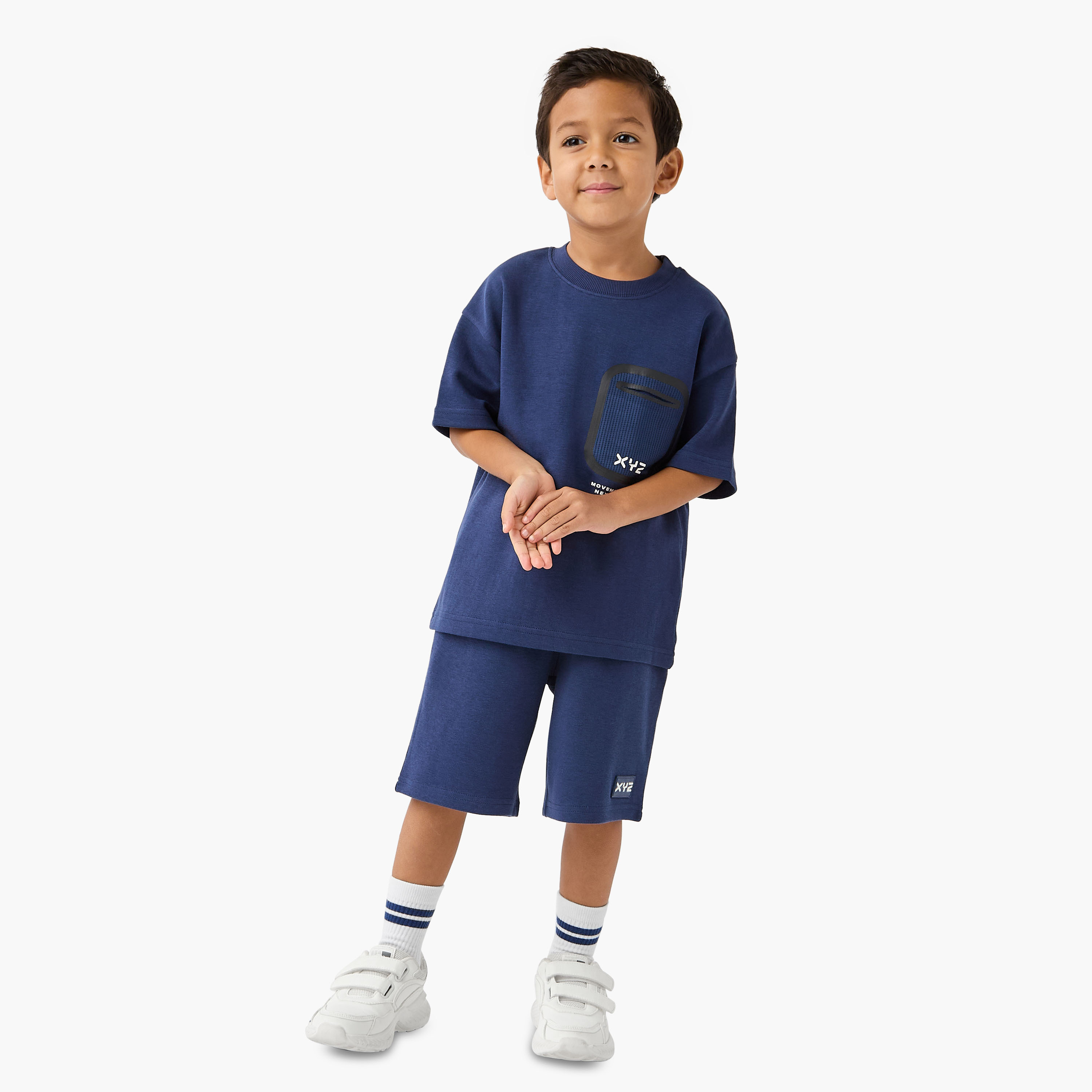 XYZ Printed Crew Neck T-shirt and Shorts Set-boys-clothing-sportswear-sets-image-1