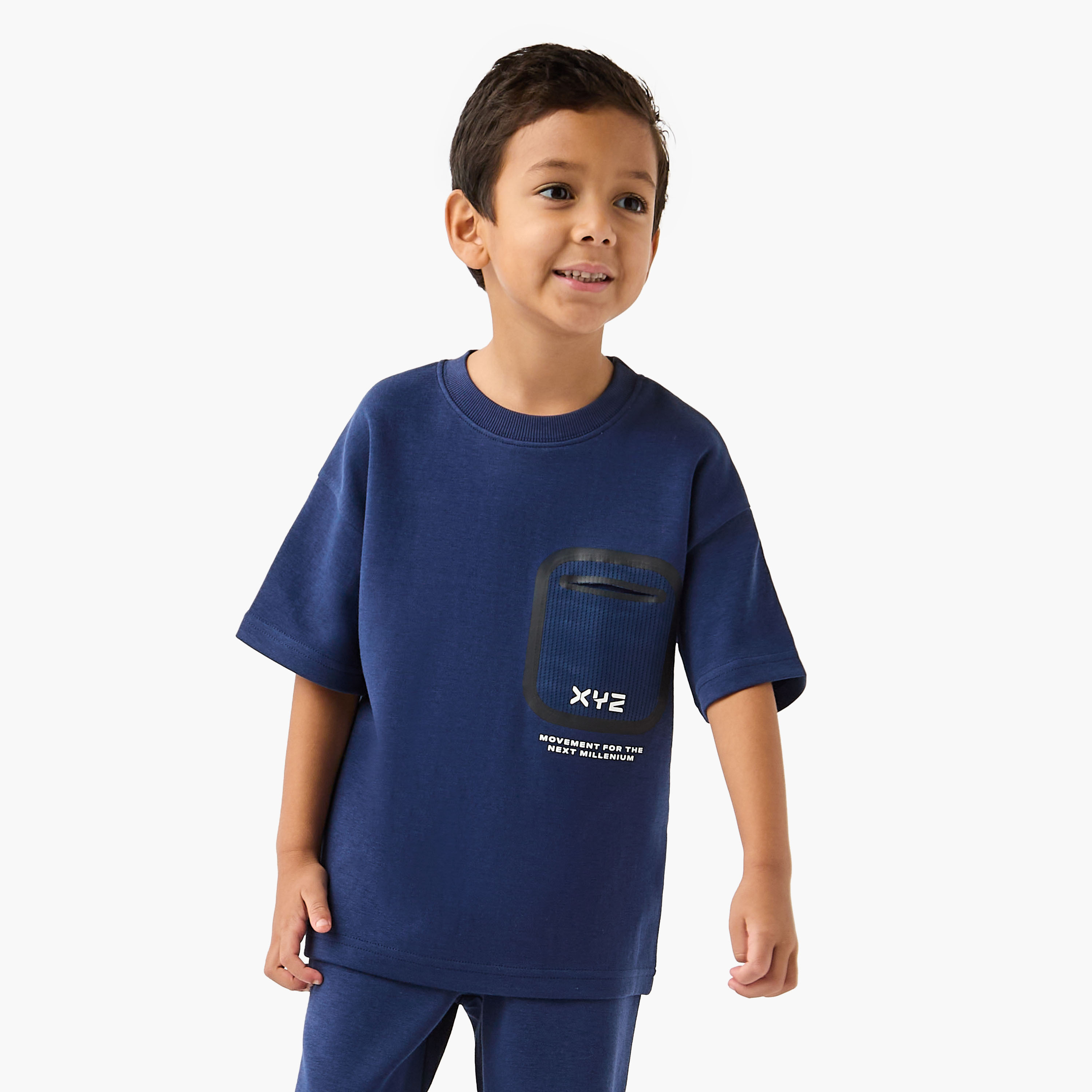 XYZ Printed Crew Neck T-shirt and Shorts Set-boys-clothing-sportswear-sets-image-2