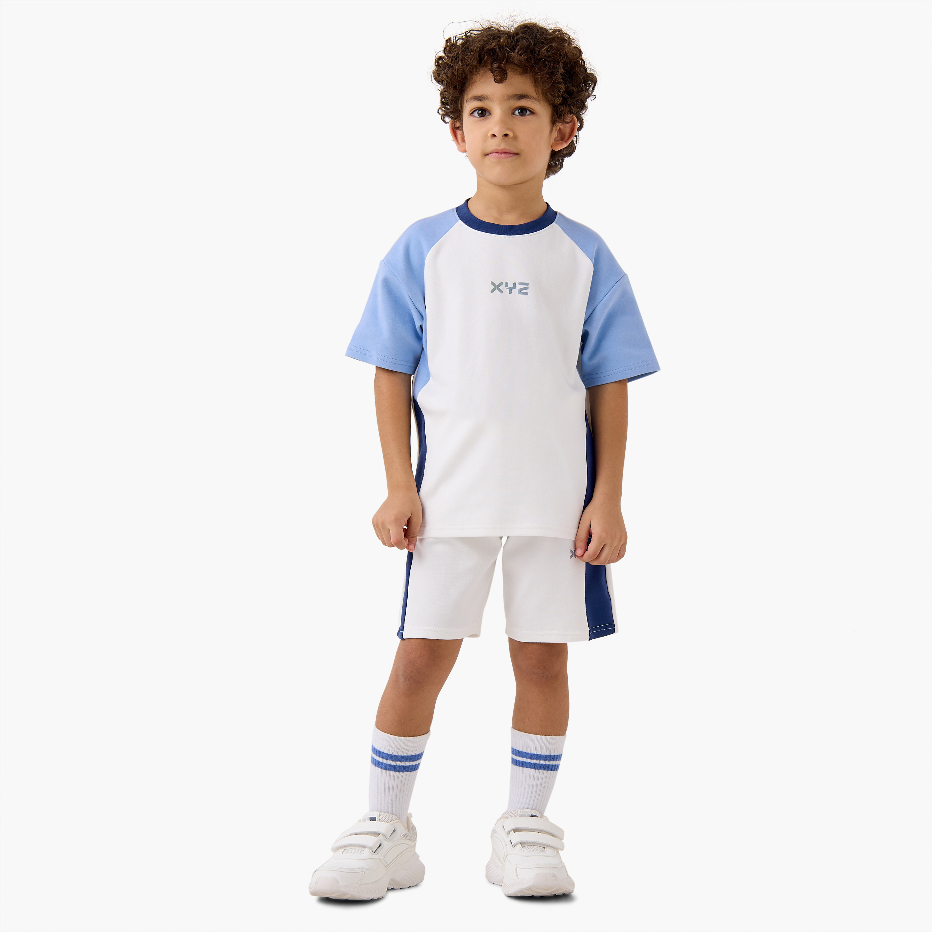 XYZ Colourblock T-shirt and Shorts Set-baby-boys-clothing-sportswear-sets-image-1
