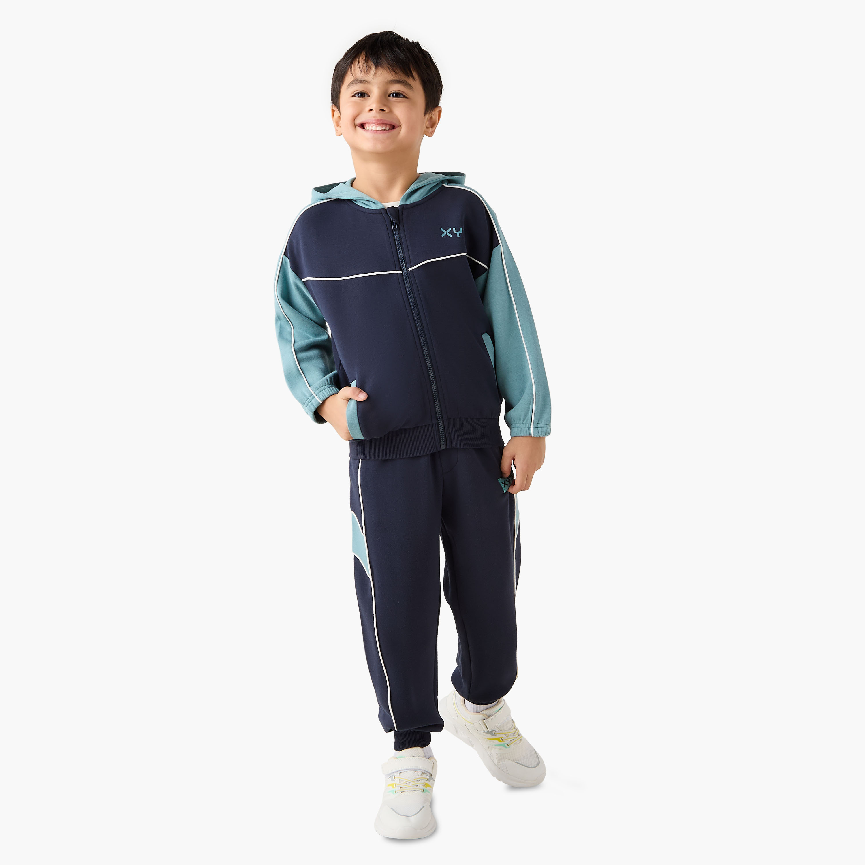 XYZ Colourblock Hooded Sweatshirt and Joggers Set-boys-clothing-setsandcoords-image-1