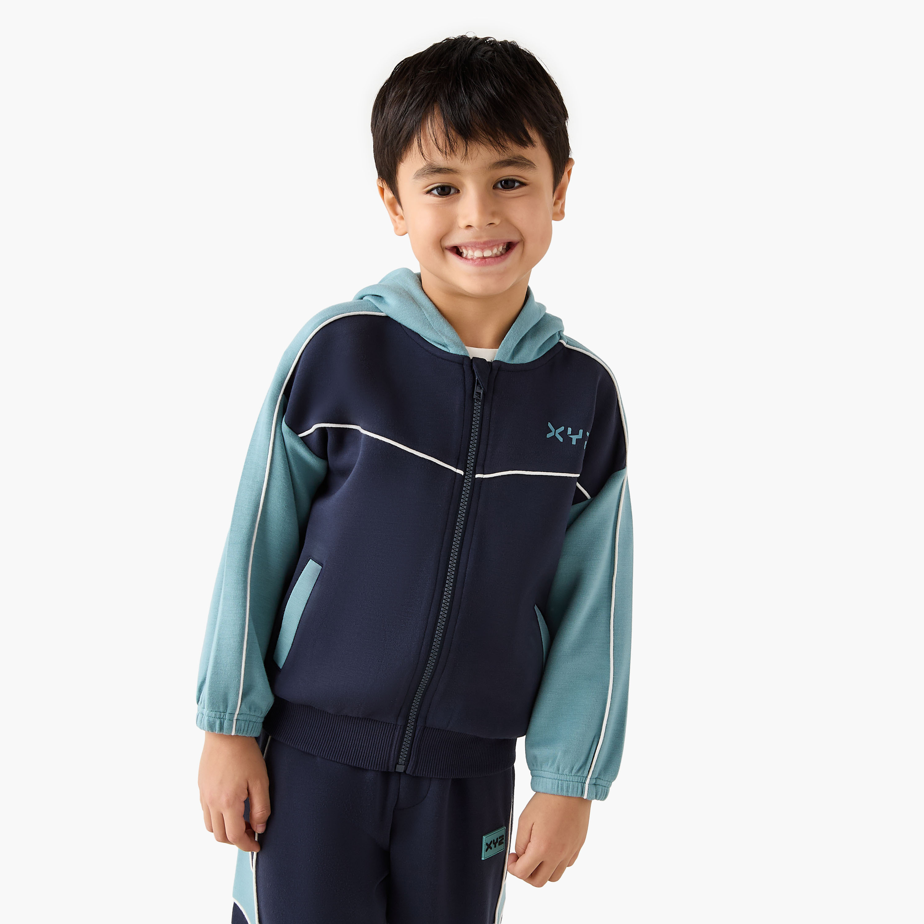 XYZ Colourblock Hooded Sweatshirt and Joggers Set-boys-clothing-setsandcoords-image-2