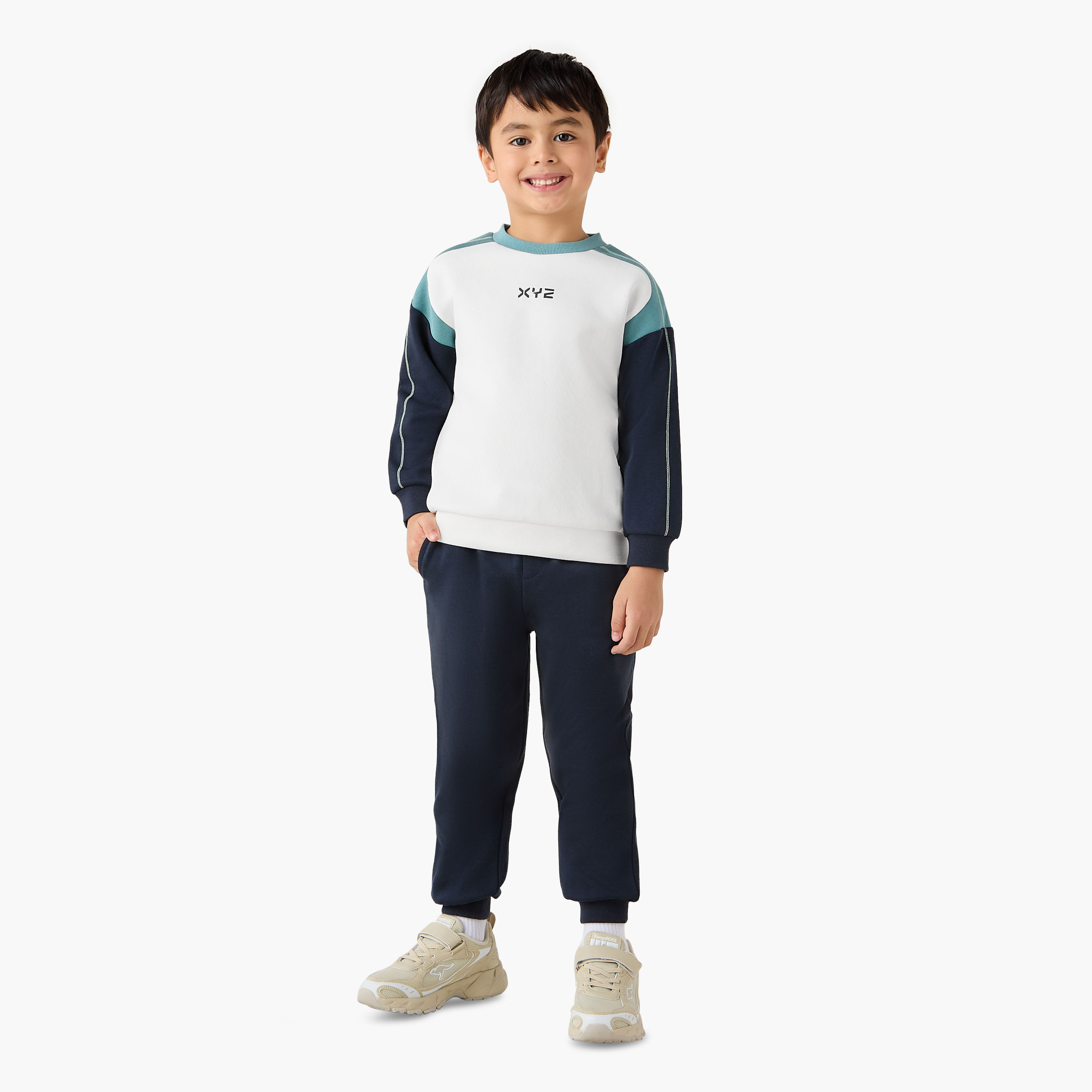 XYZ Colourblock Sweatshirt and Joggers Set-baby-boys-clothing-winterwear-setsandcoords-image-1