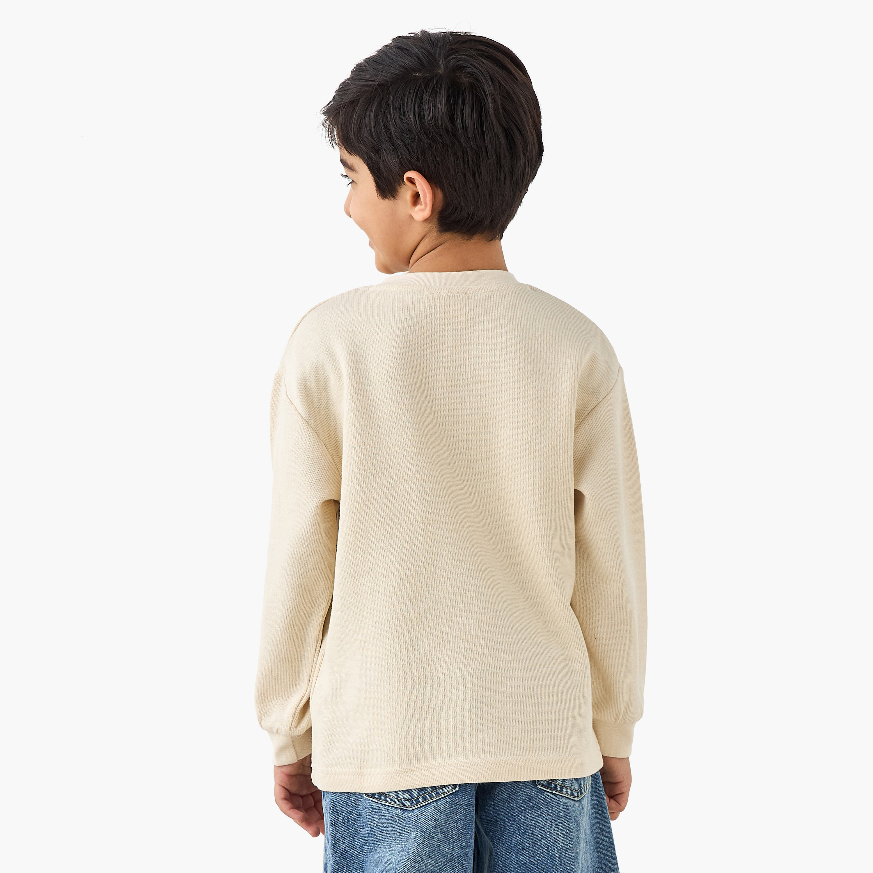 Eligo Textured Henley Neck T-shirt with Long Sleeves-boys-clothing-tshirtsandpolos-image-3