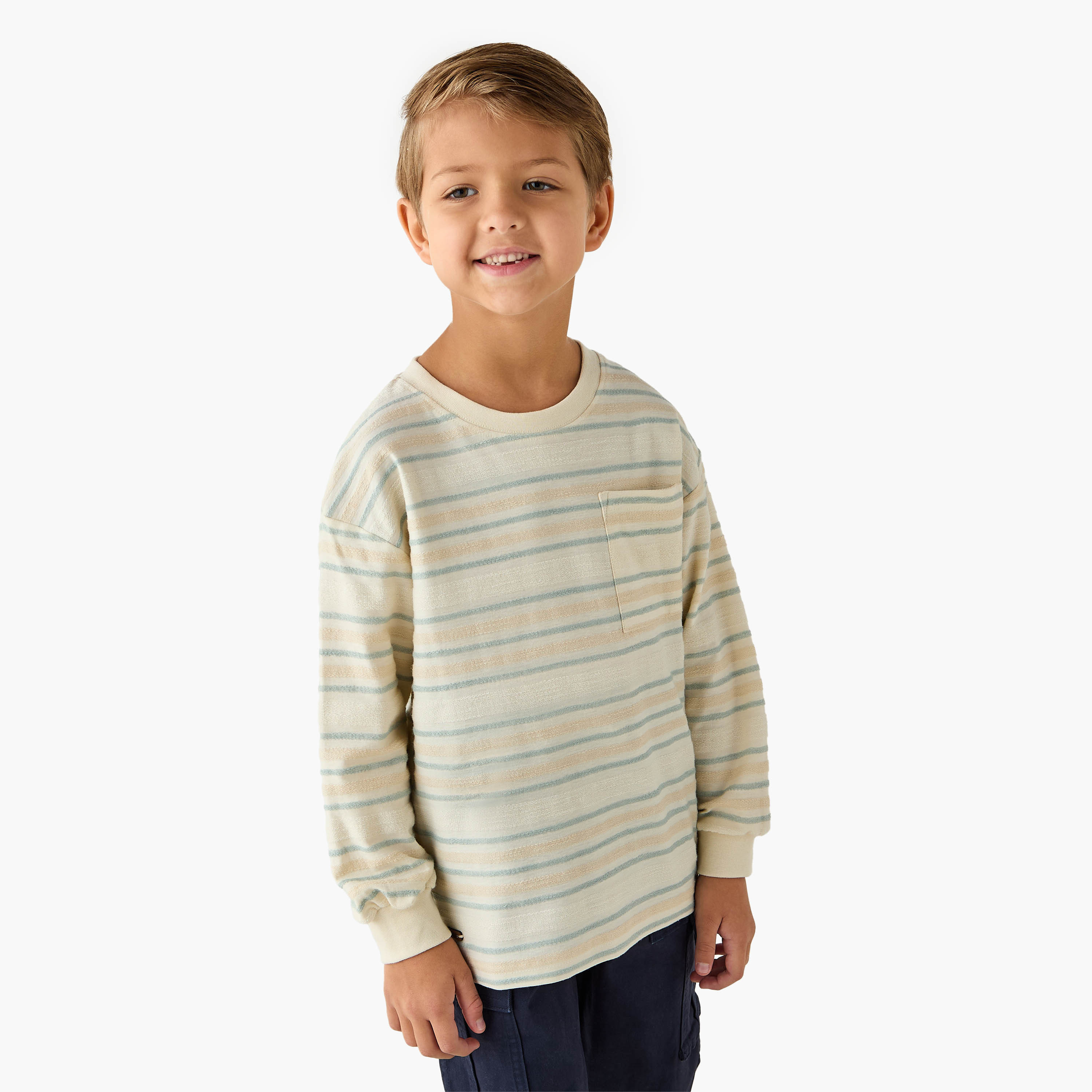 Eligo Striped T-shirt with Long Sleeves and Chest Pocket-boys-clothing-tshirtsandpolos-image-1