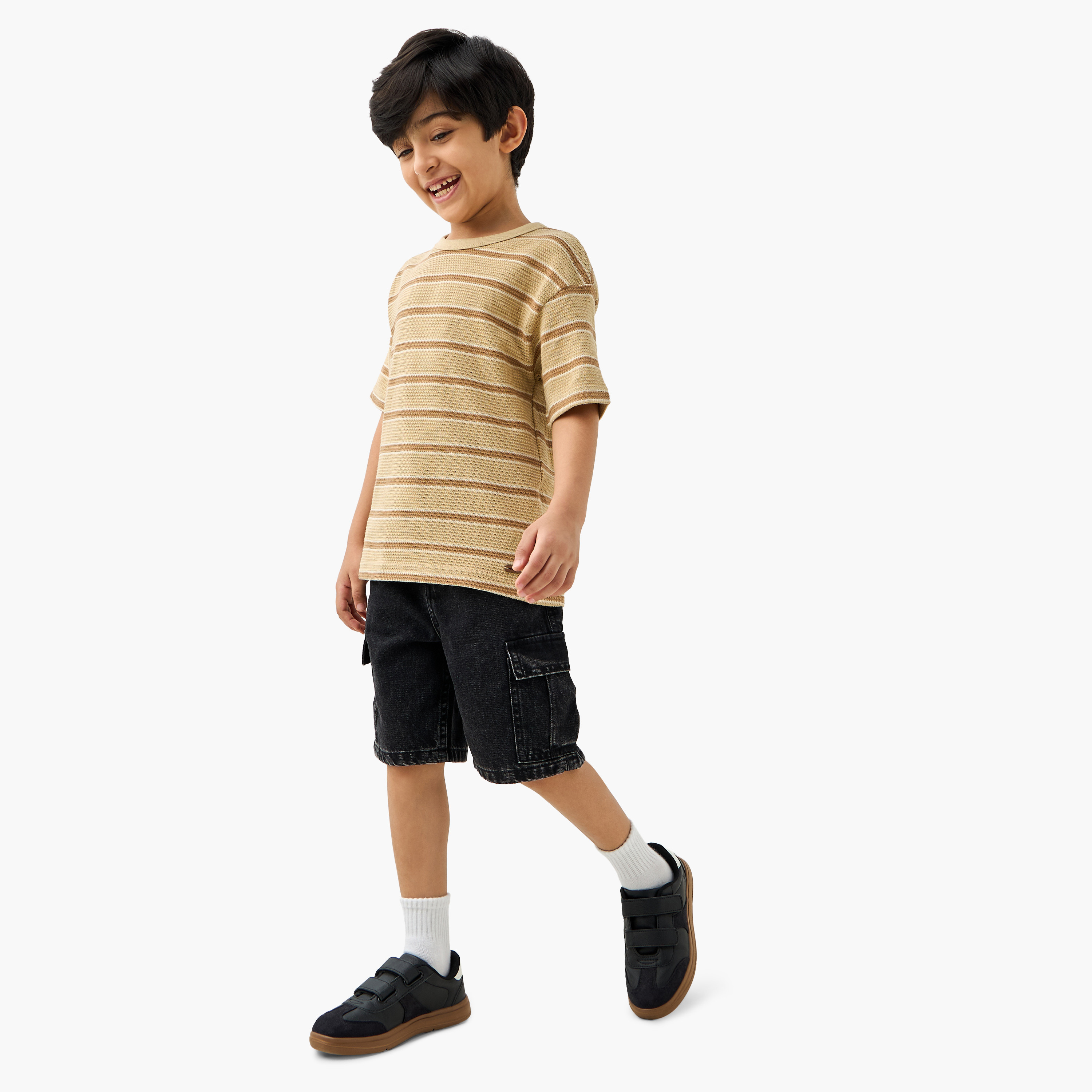 Eligo Striped Crew Neck T-shirt with Short Sleeves-boys-clothing-tshirtsandpolos-image-2