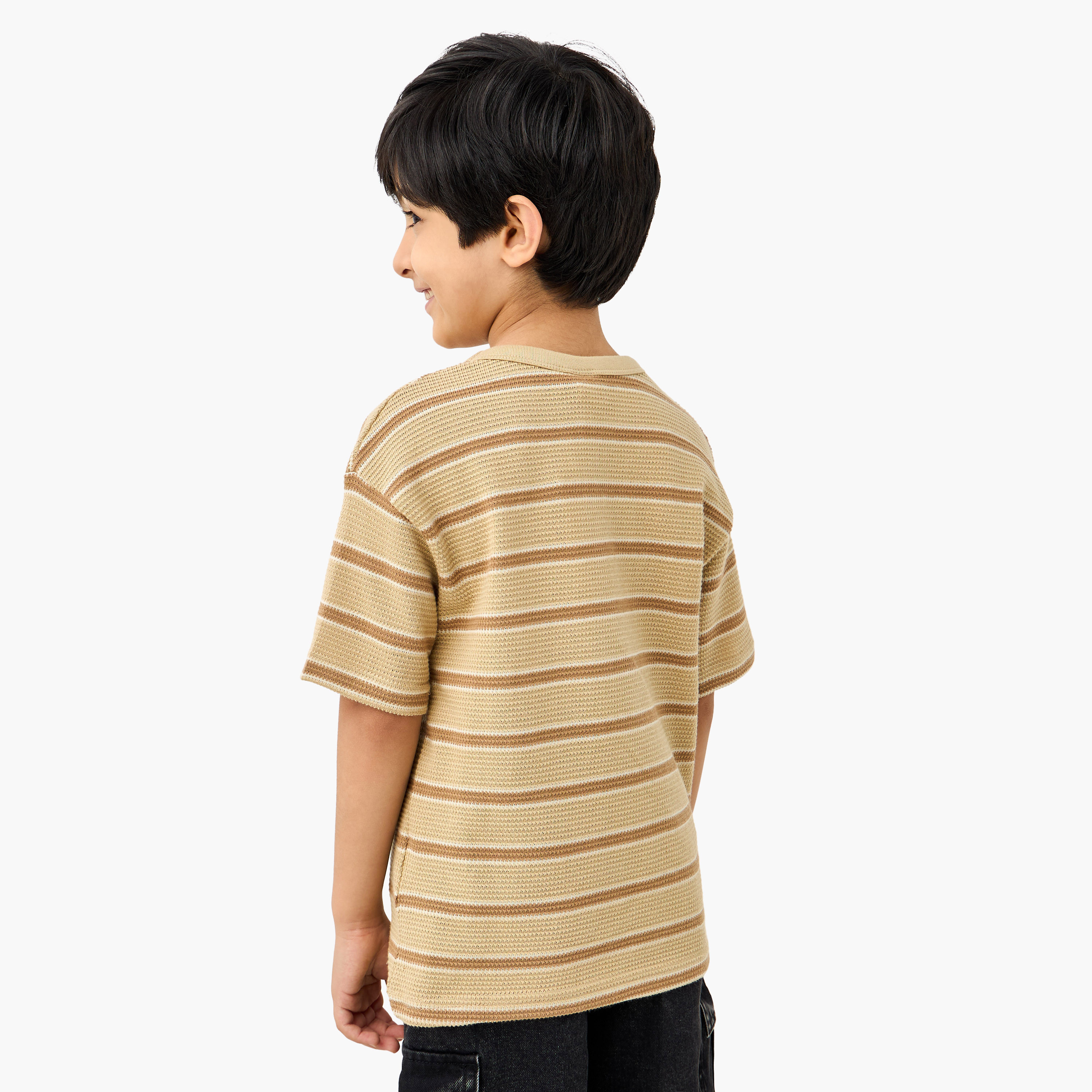 Eligo Striped Crew Neck T-shirt with Short Sleeves-boys-clothing-tshirtsandpolos-image-3