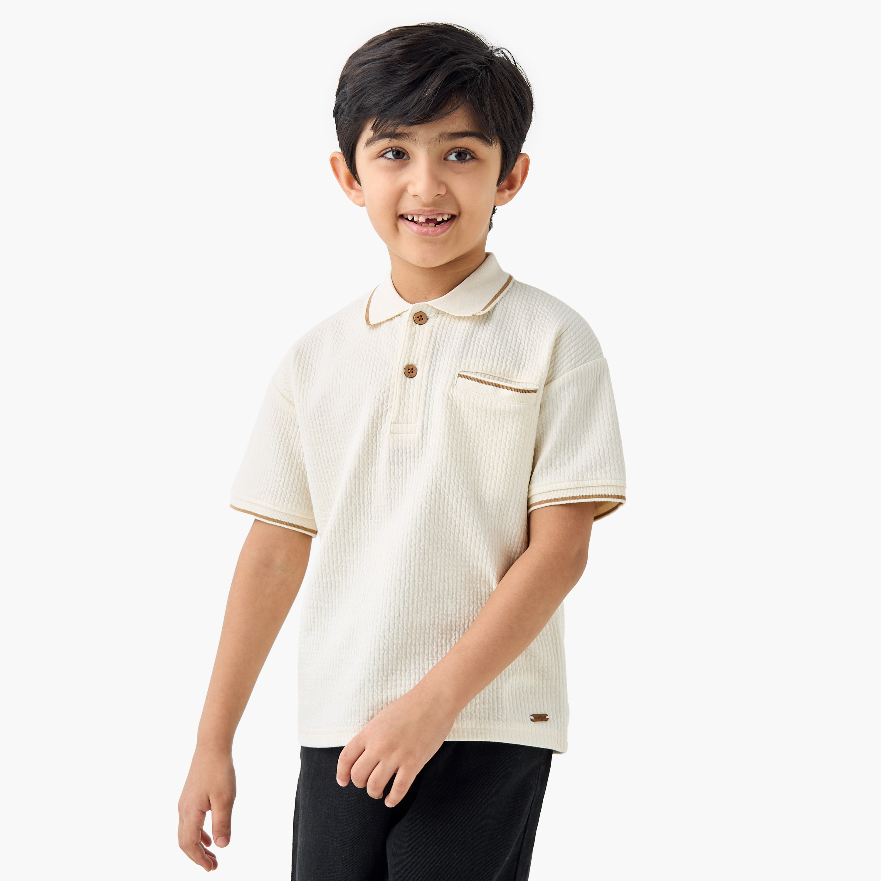 Eligo Textured Polo T-shirt with Short Sleeves and Pocket-boys-clothing-tshirtsandpolos-image-1