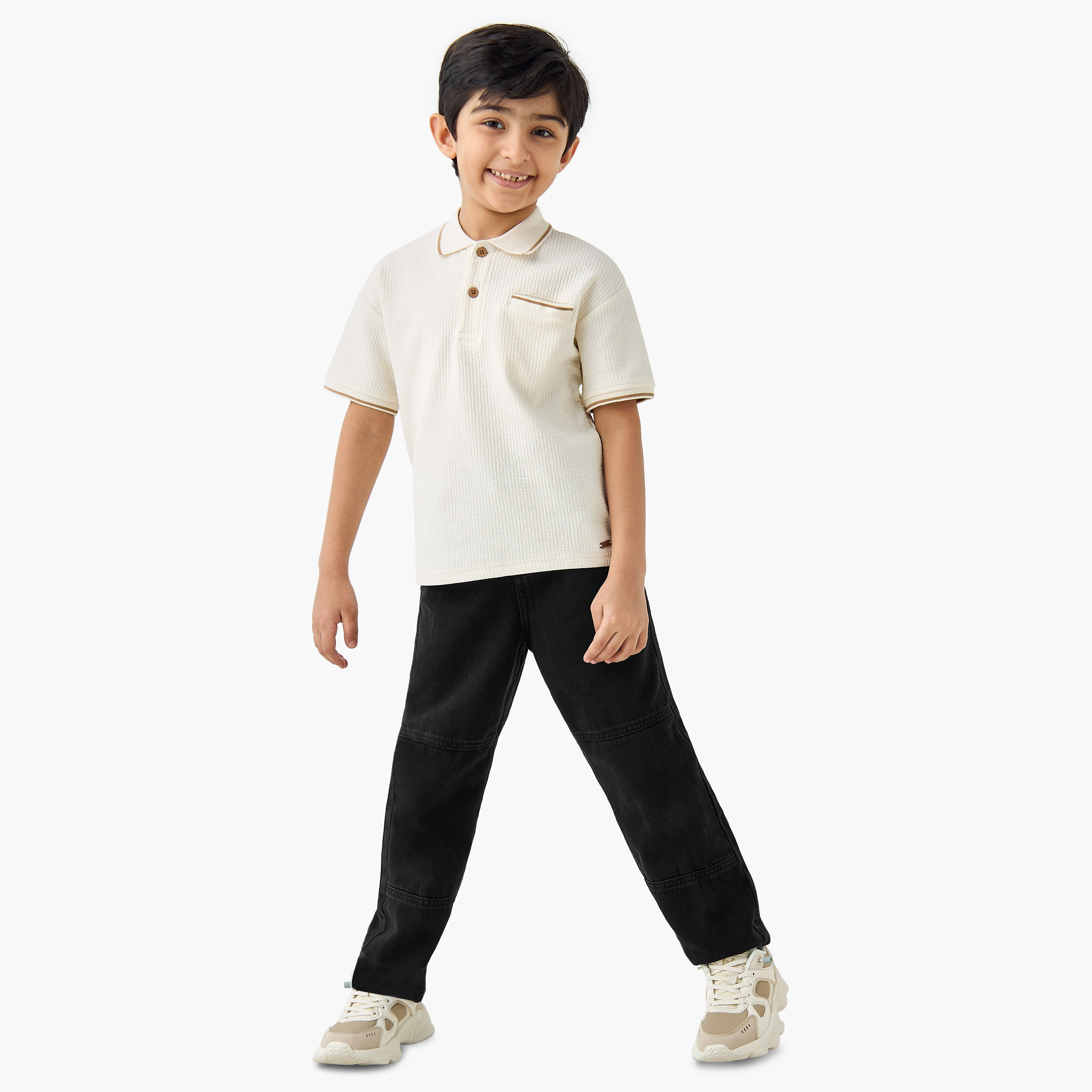 Eligo Textured Polo T-shirt with Short Sleeves and Pocket-boys-clothing-tshirtsandpolos-image-2