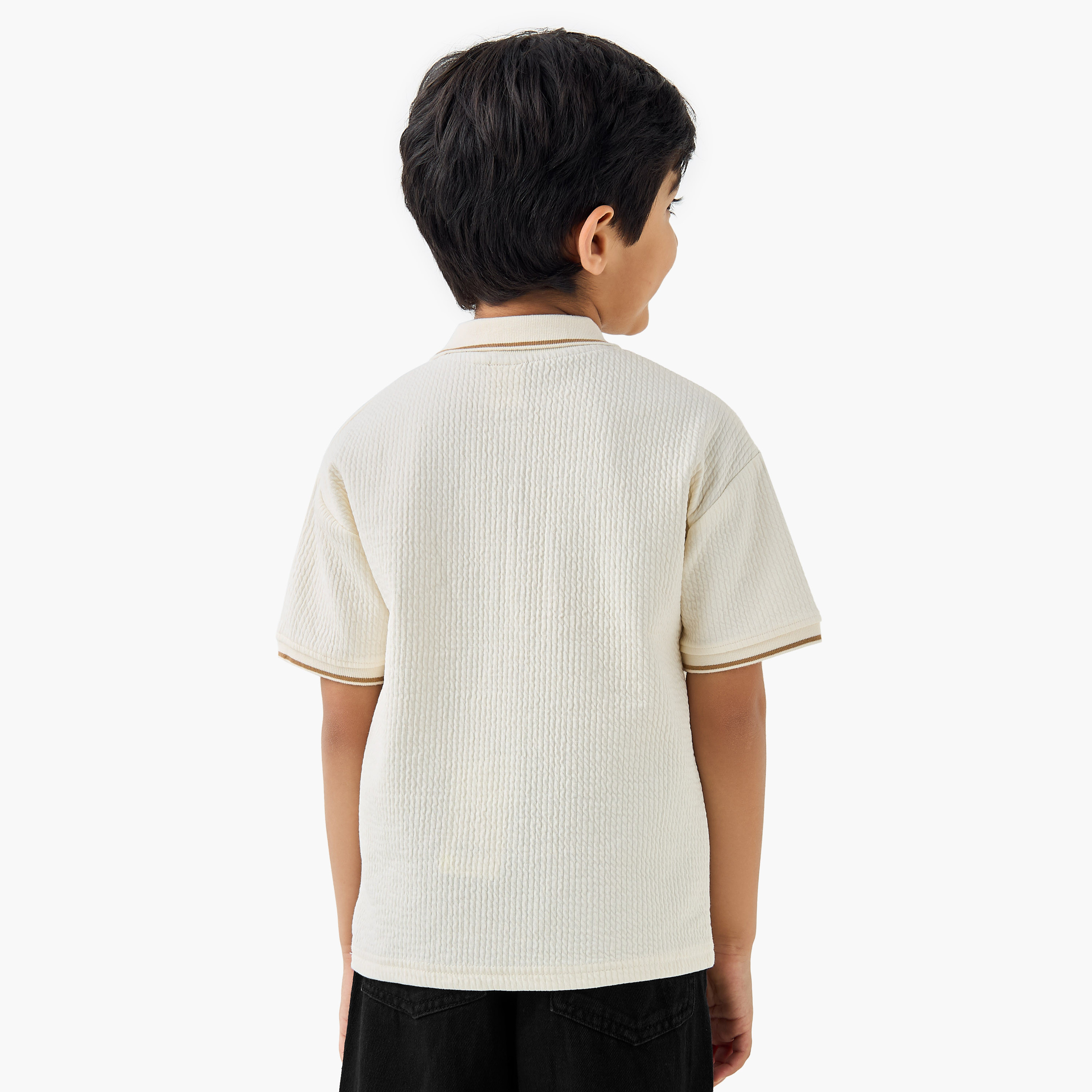 Eligo Textured Polo T-shirt with Short Sleeves and Pocket-boys-clothing-tshirtsandpolos-image-3