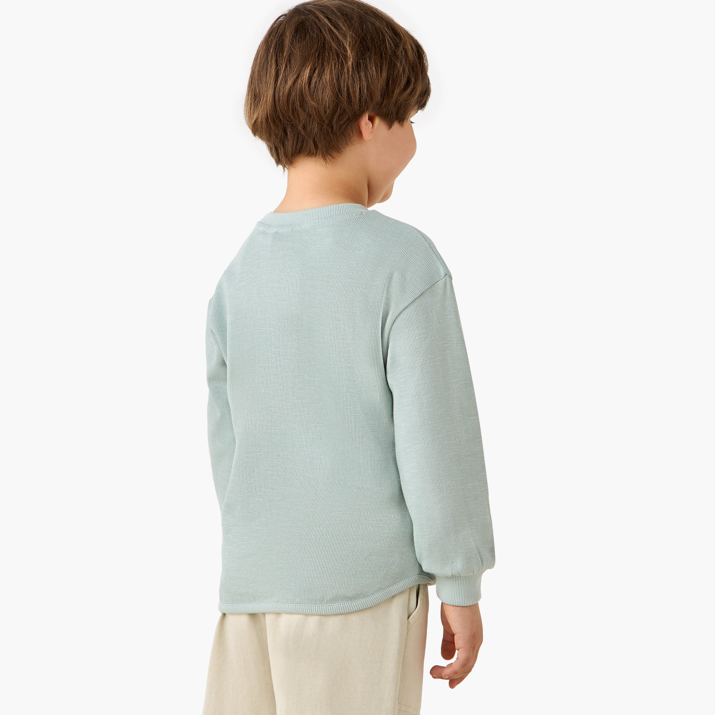 تيشيرت بياقة مستديرة للأولاد مع جيب على الصدر - قطن - بأكمام طويلة من إليجو-boys-clothing-sweatshirts-image-3