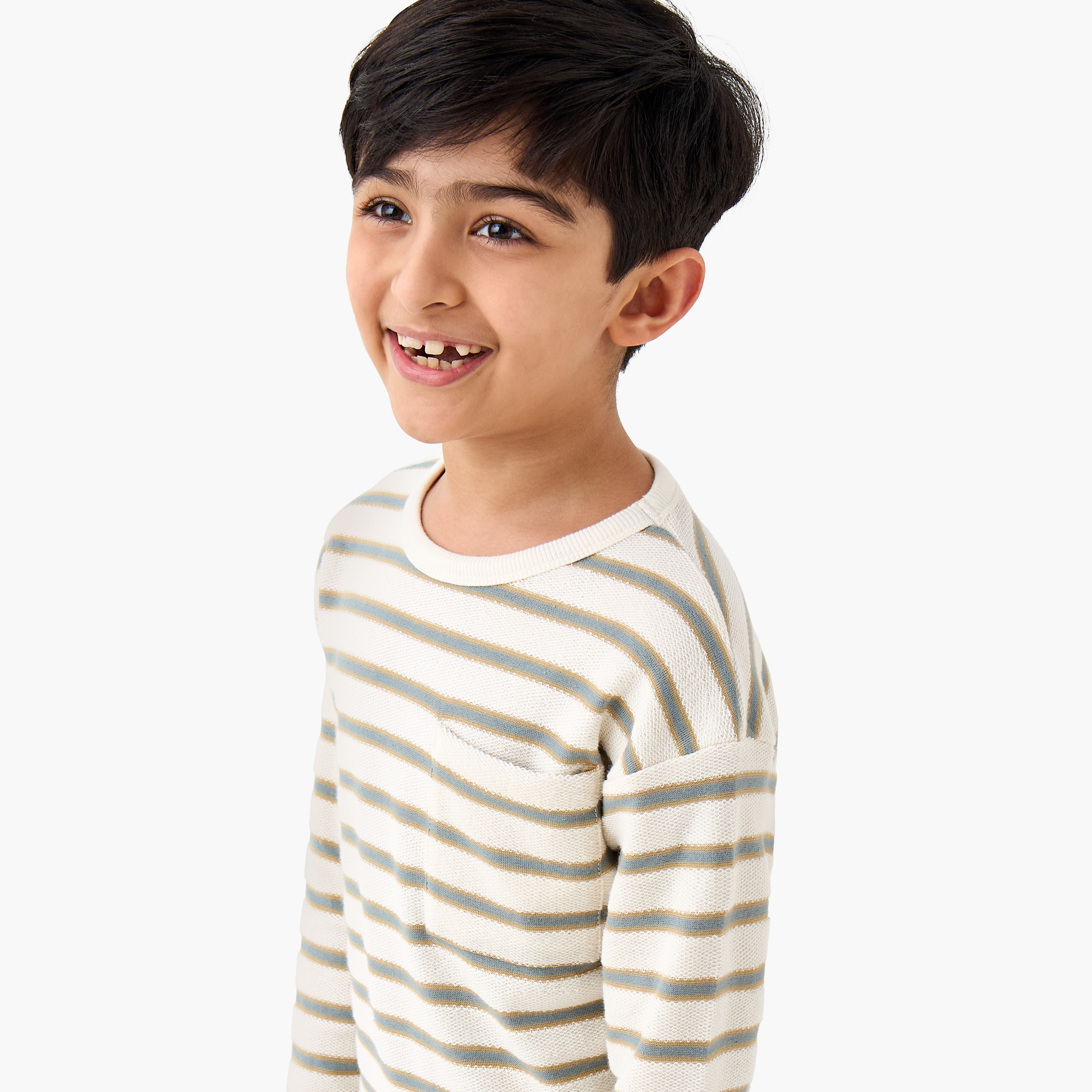 Eligo Boys Crew Neck T-shirt with Stripes - Cotton - Long Sleeves-boys-clothing-tshirtsandpolos-image-4