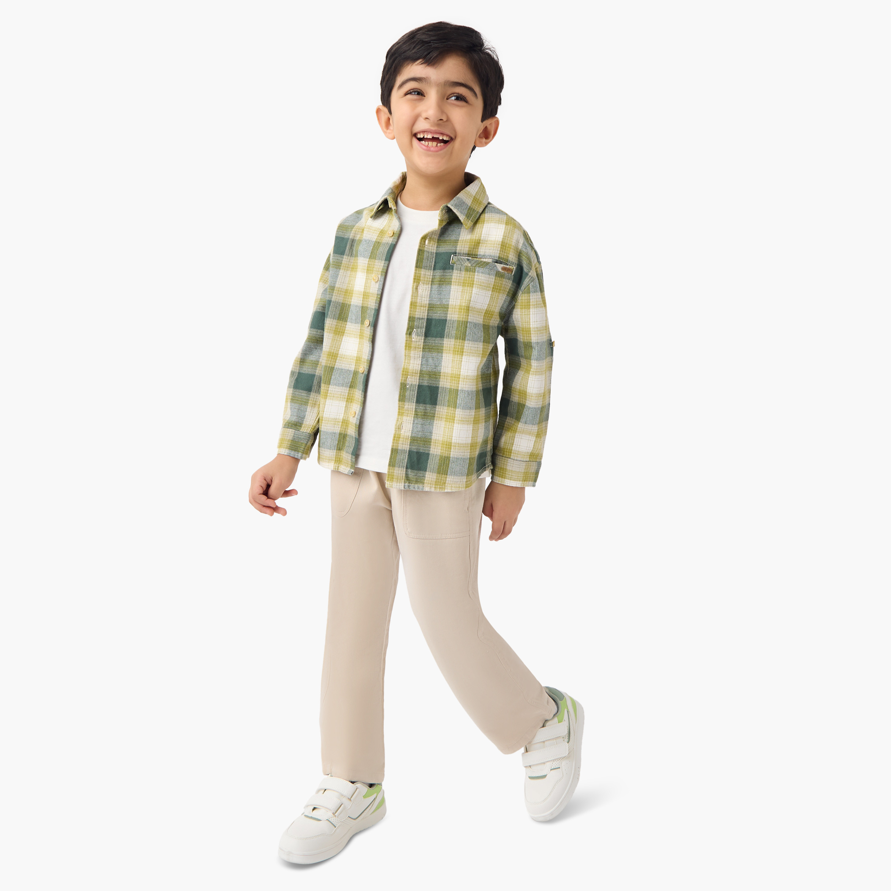 Eligo Checked Collared Shirt with Long Sleeves-boys-clothing-shirts-image-2