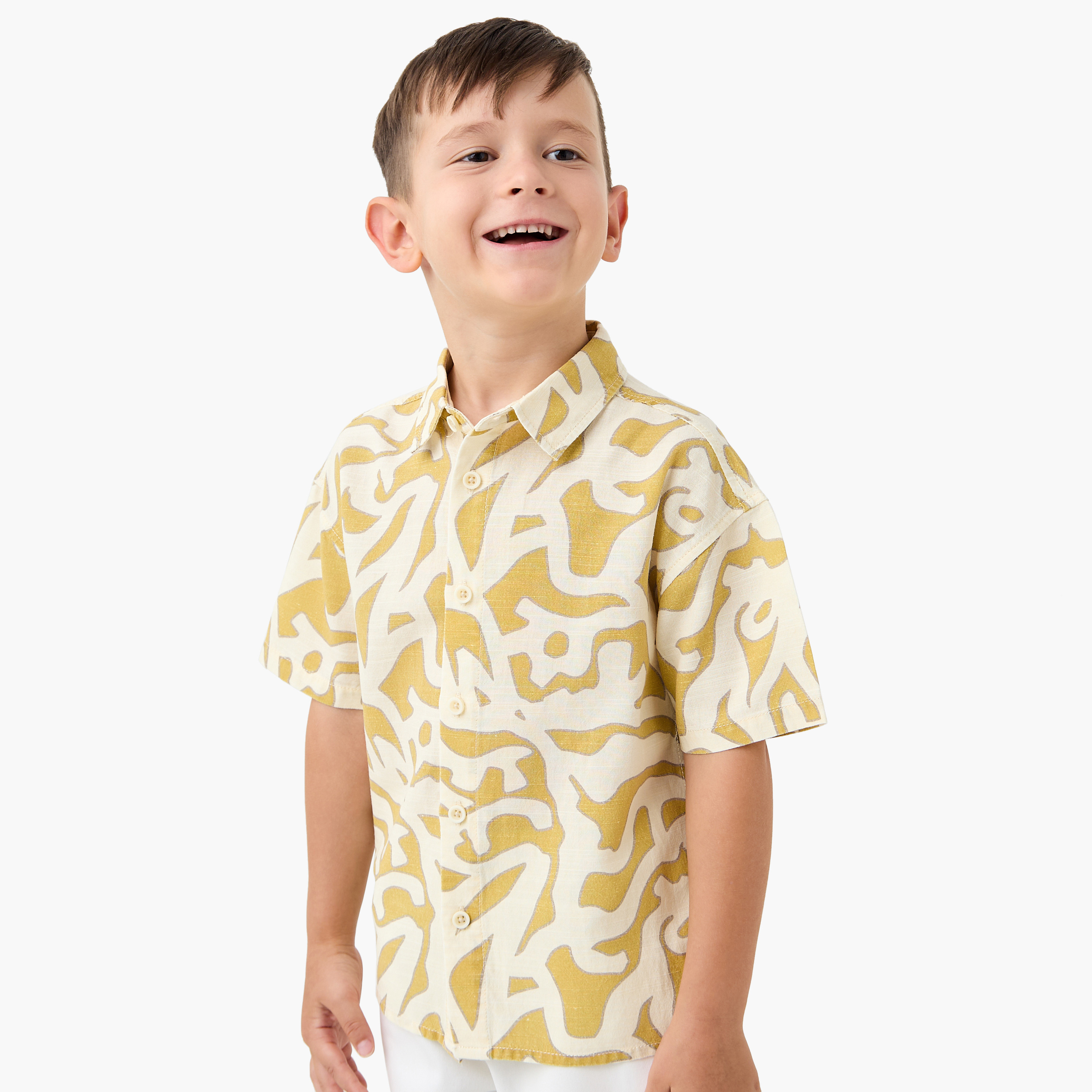 Eligo All-Over Printed Shirt with Short Sleeves and Button Closure-boys-clothing-shirts-image-1