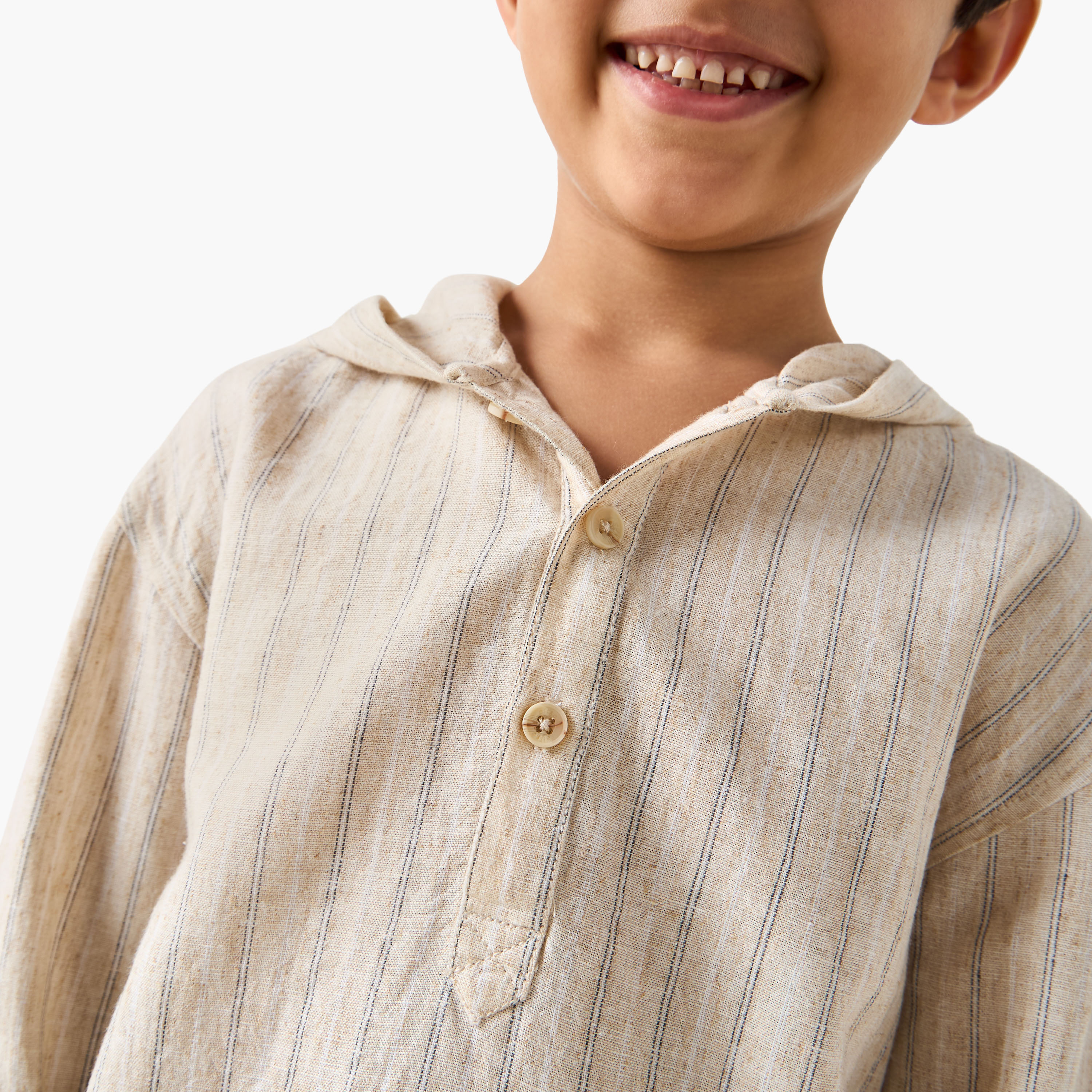 Eligo Striped Hooded T-shirt with Long Sleeves-boys-clothing-shirts-image-4