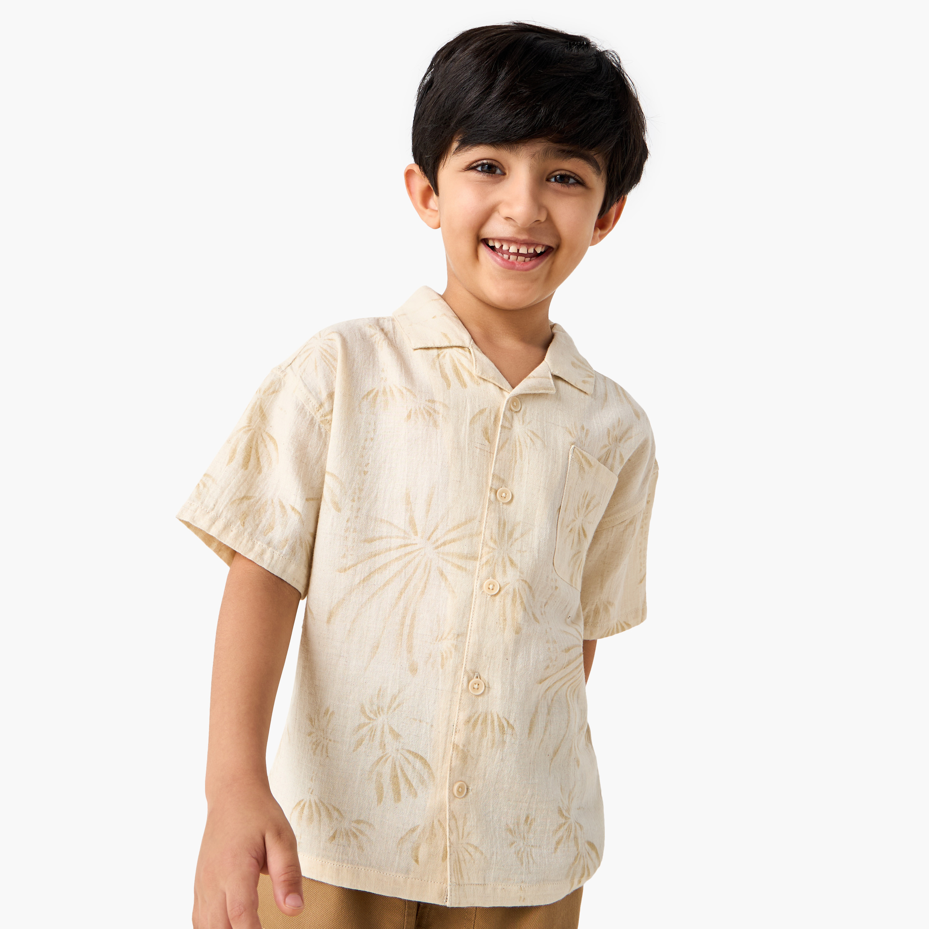 Eligo All-Over Print Shirt with Camp Collar and Short Sleeves-baby-boys-clothing-shirts-image-1