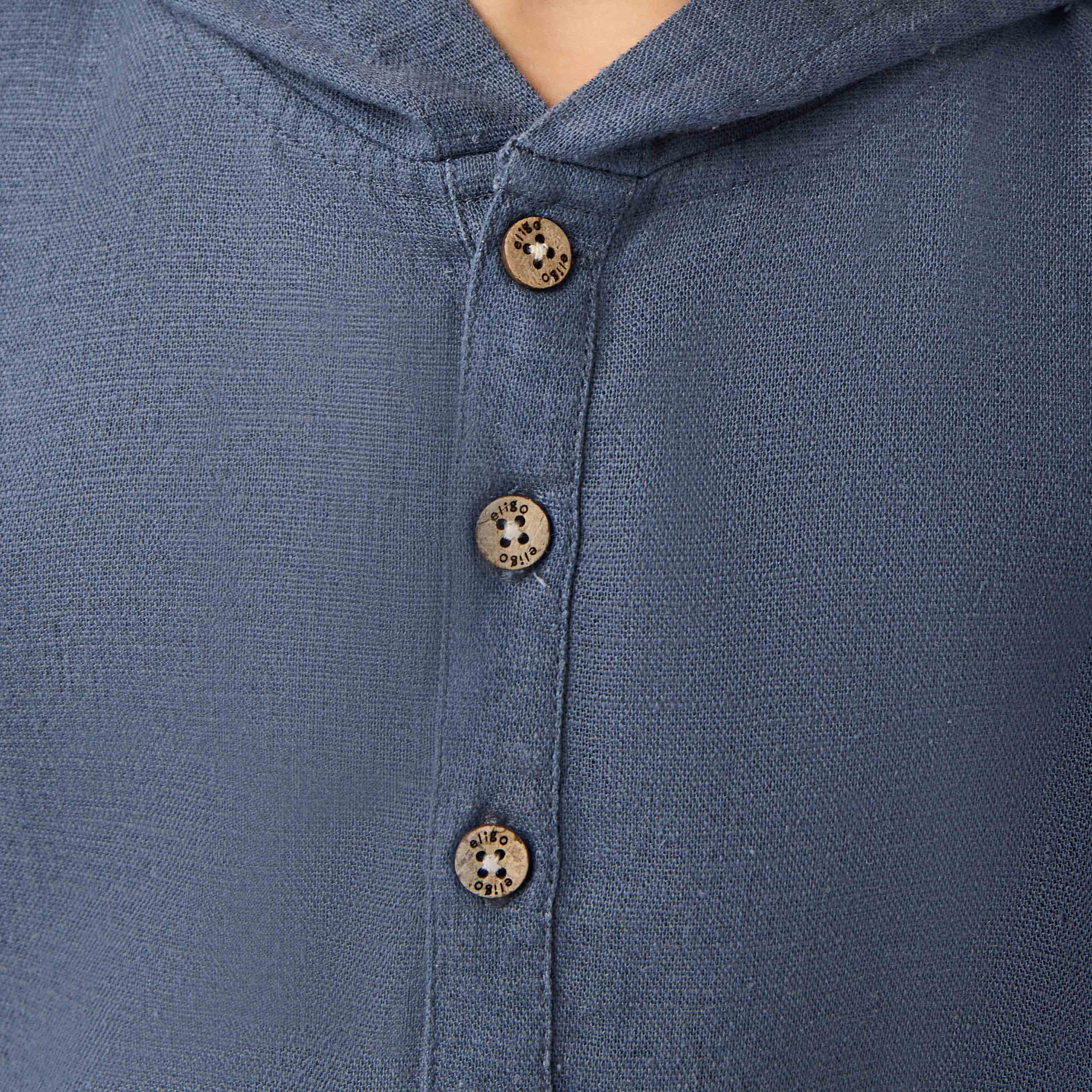 Eligo Solid Hooded Shirt with Pocket and Long Sleeves-boys-clothing-shirts-image-5