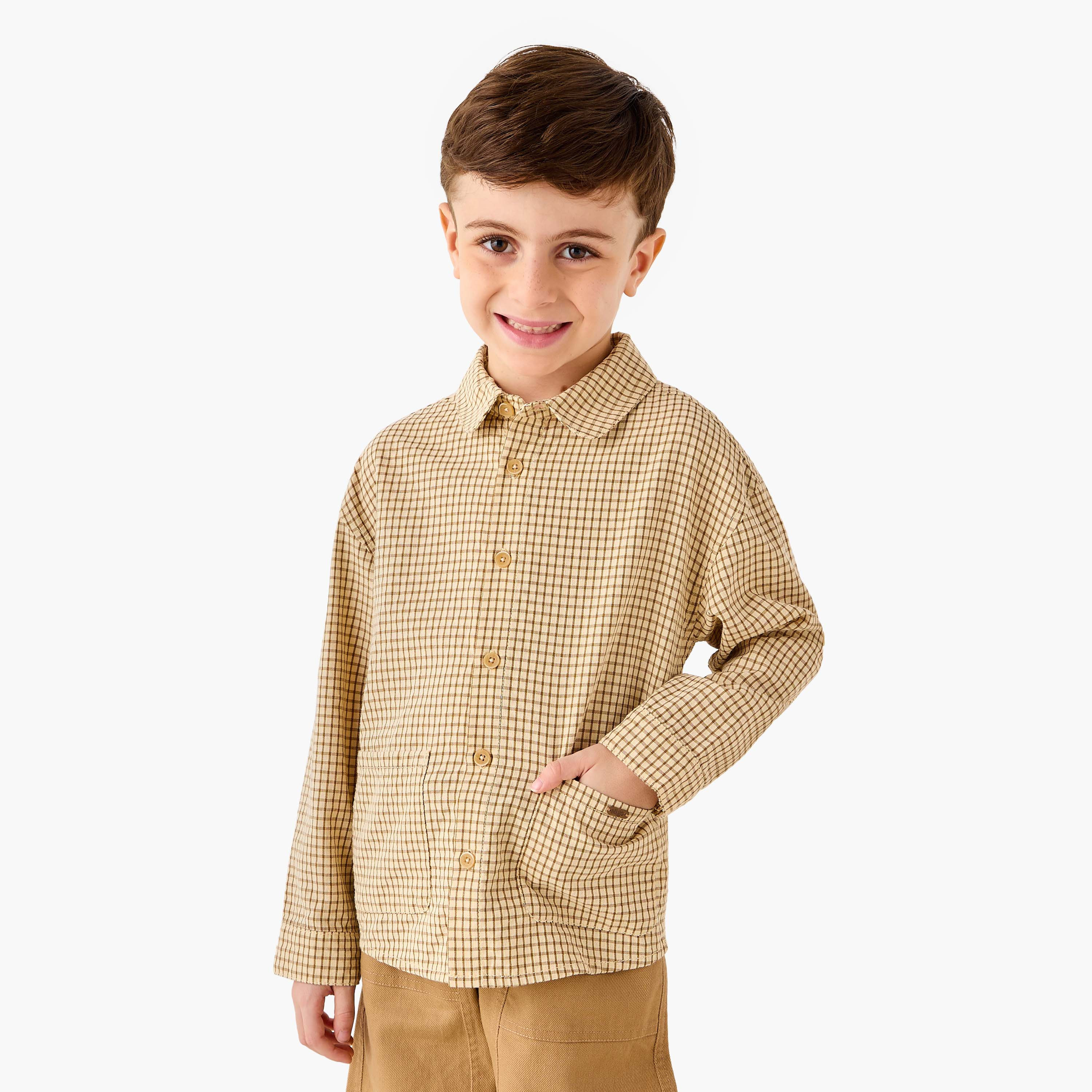 Eligo Checked Shirt with Long Sleeves-boys-clothing-shirts-image-1