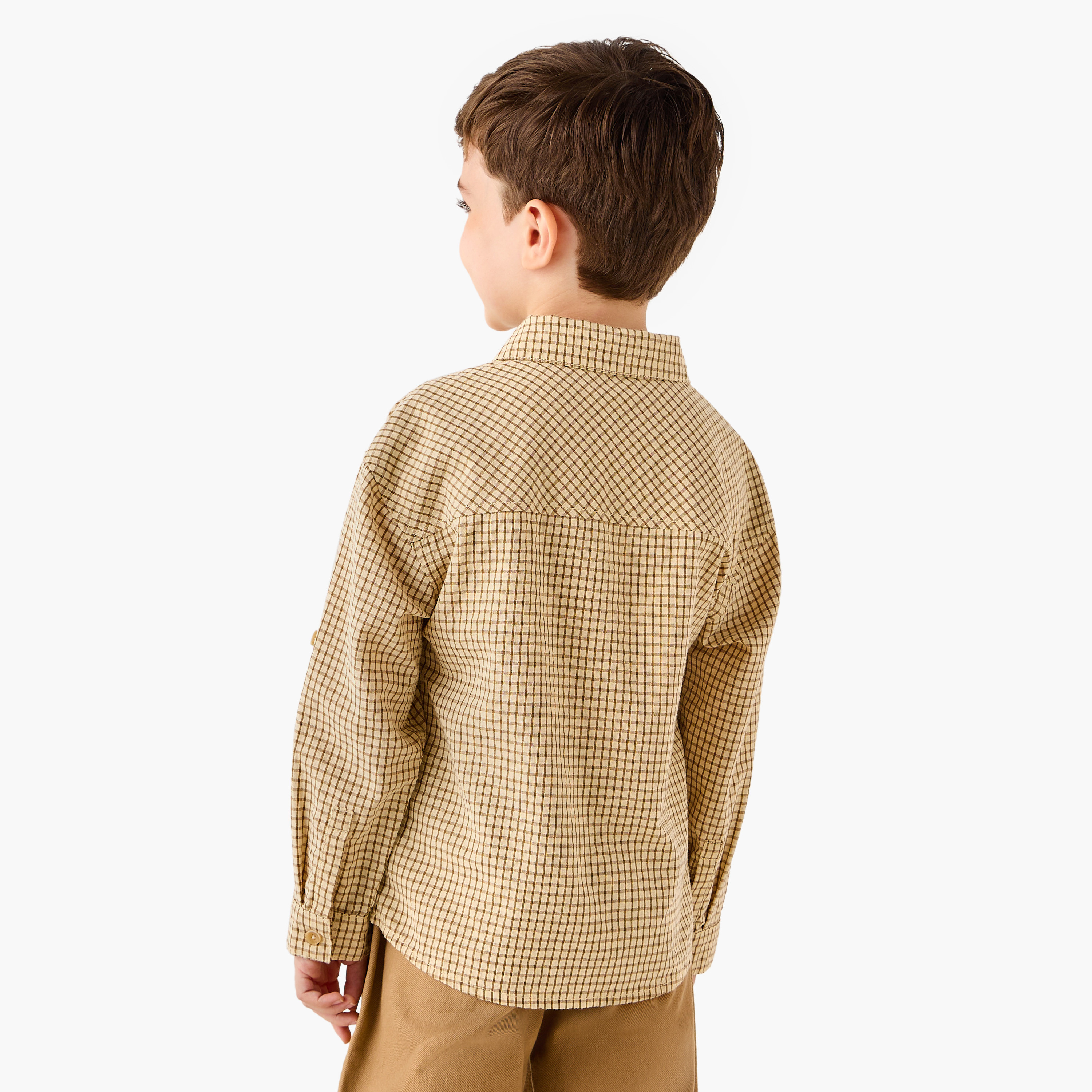 Eligo Checked Shirt with Long Sleeves-boys-clothing-shirts-image-3