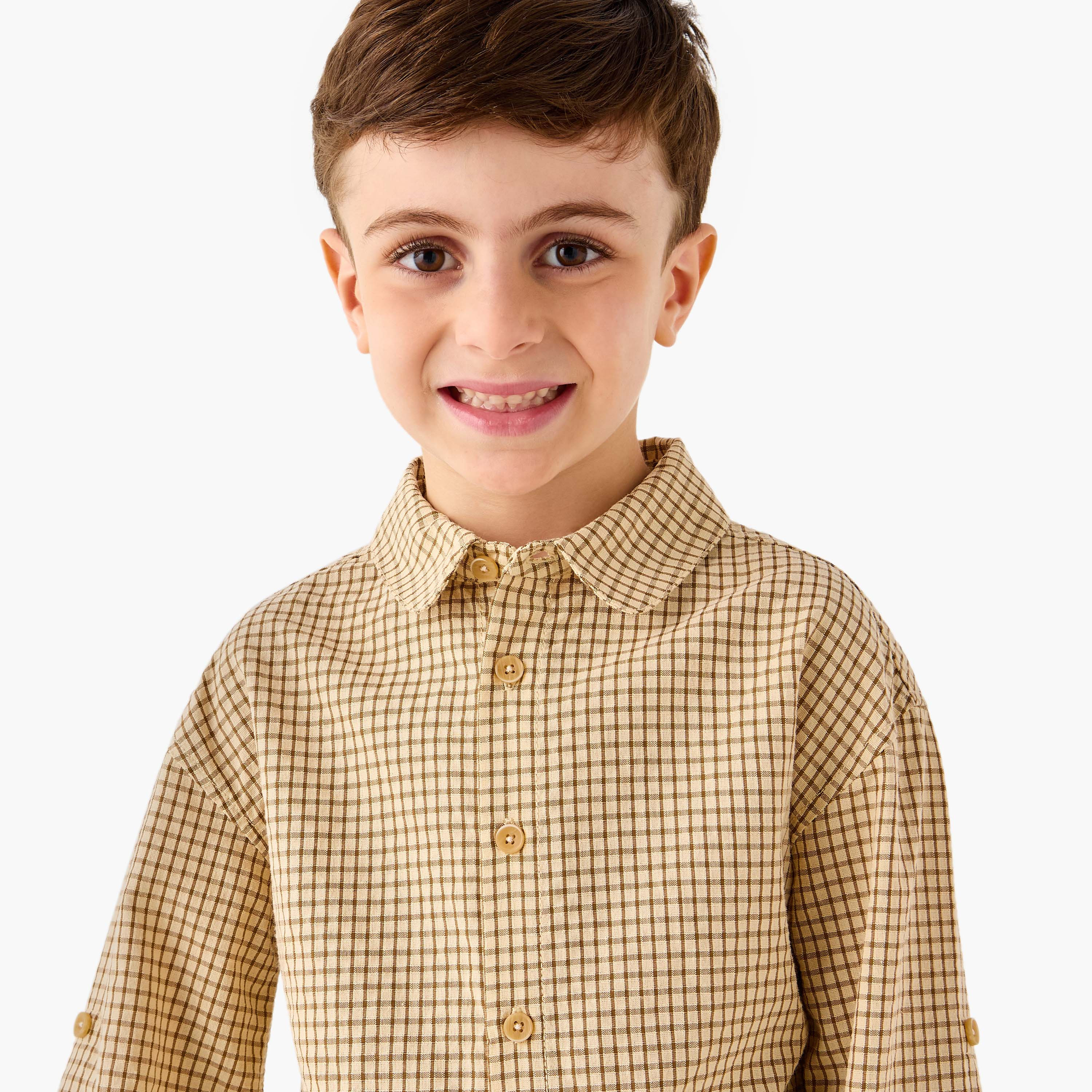 Eligo Checked Shirt with Long Sleeves-boys-clothing-shirts-image-4