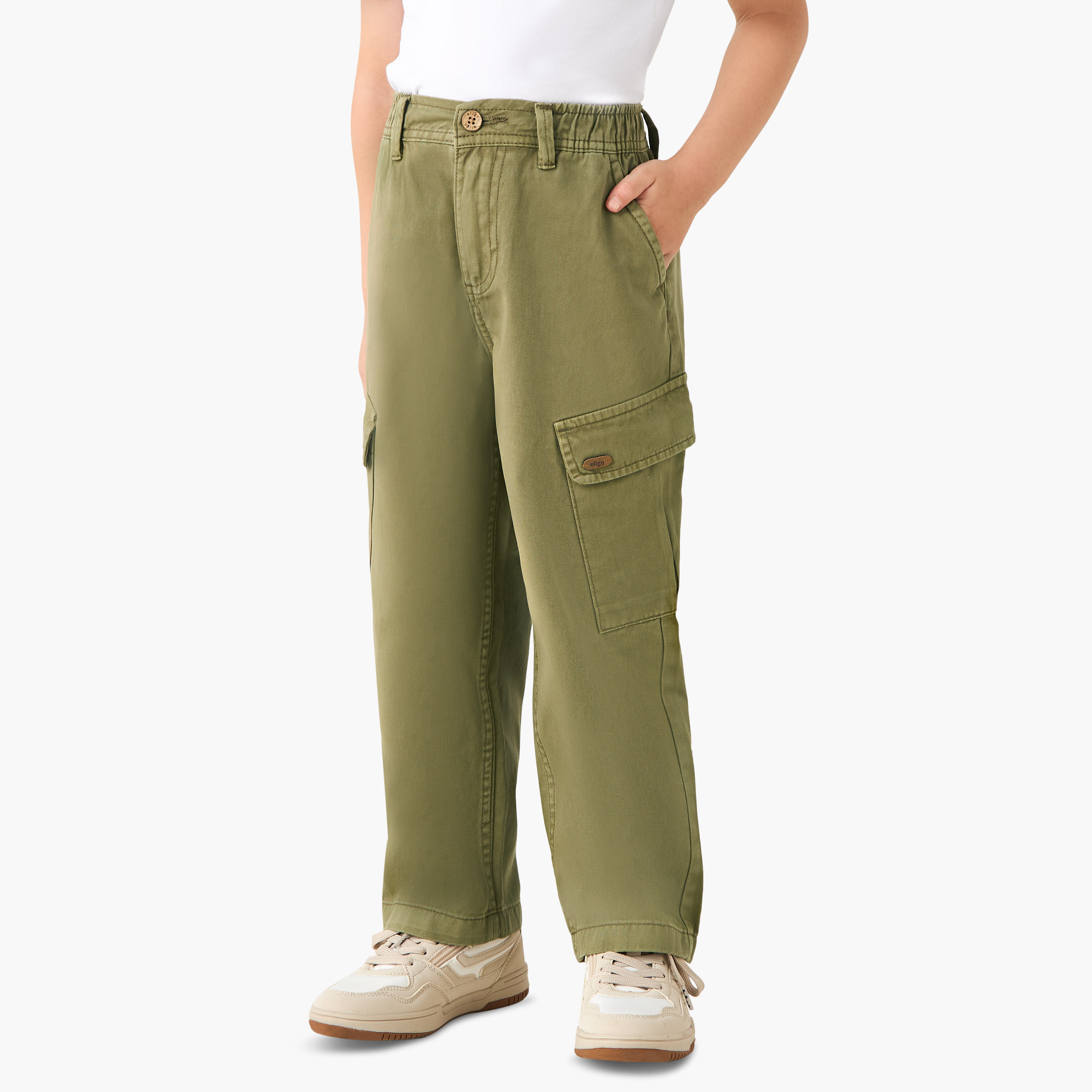 بنطلون بجيوب للأولاد من إليجو - قطن - أزرار على الخصر-boys-clothing-bottoms-trousers-image-5