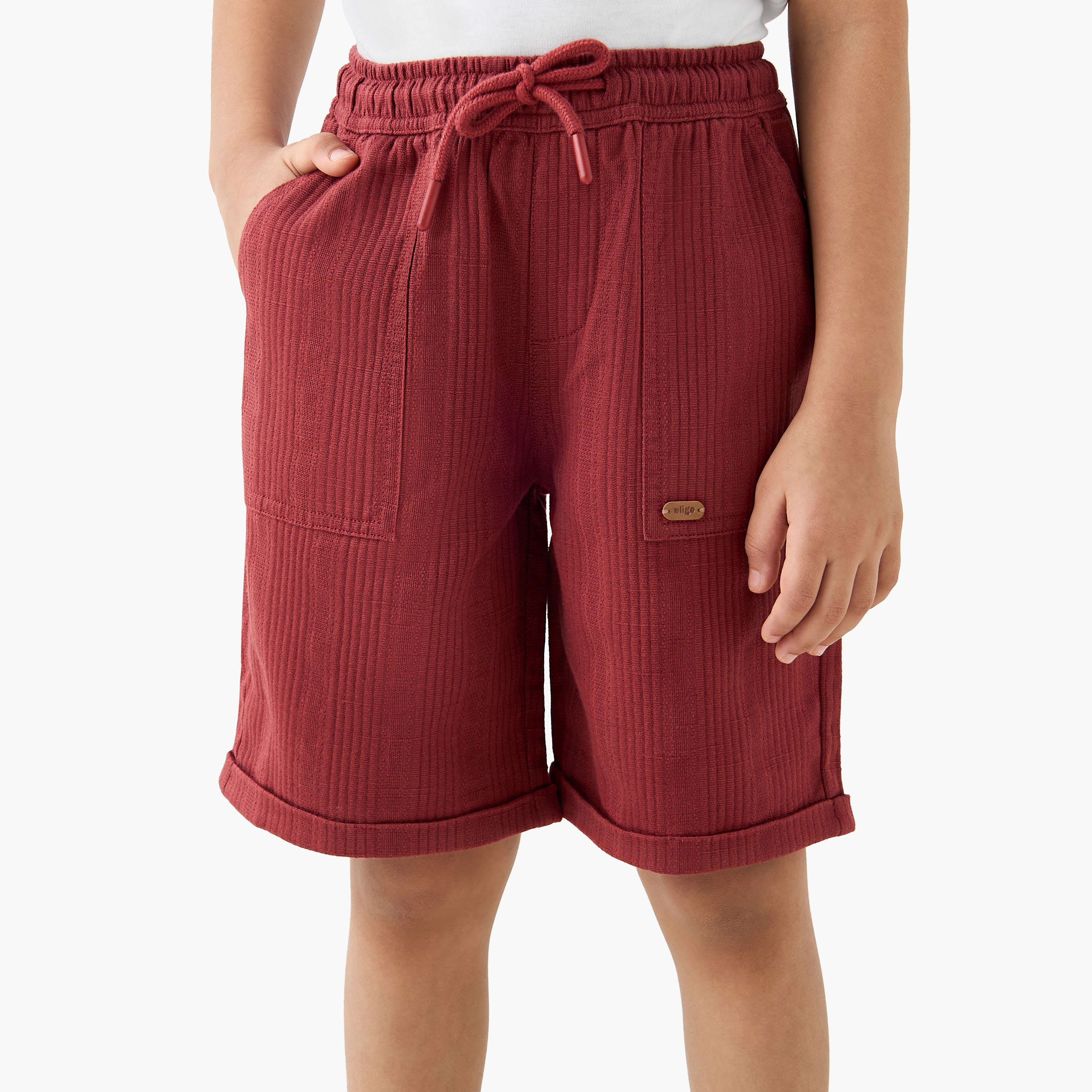 Eligo Textured Shorts with Drawstring Closure and Pockets-boys-clothing-bottoms-shorts-image-1