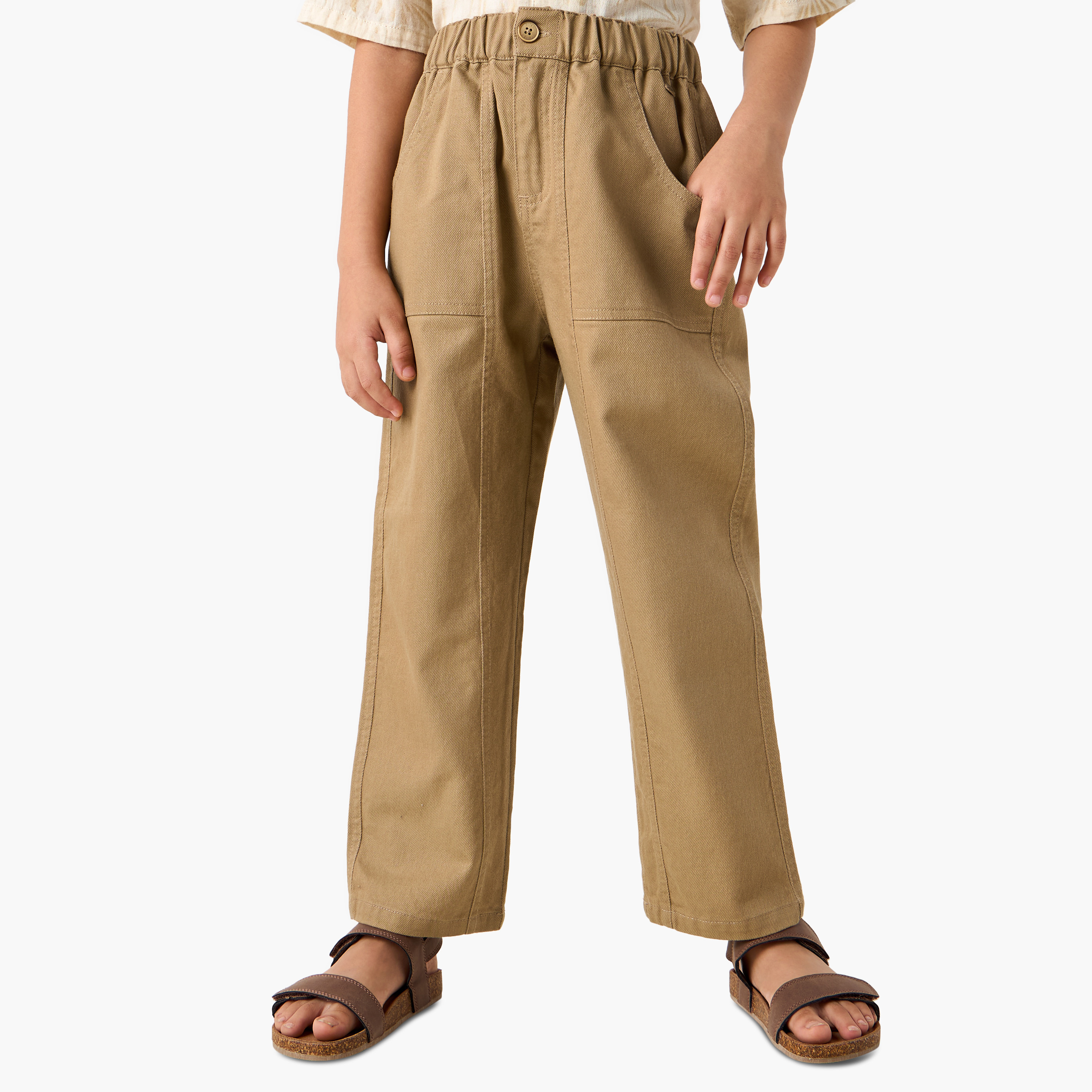 بنطلون بارز الملمس بإغلاق أزرار وجيوب من إليجو-boys-clothing-bottoms-trousers-image-5