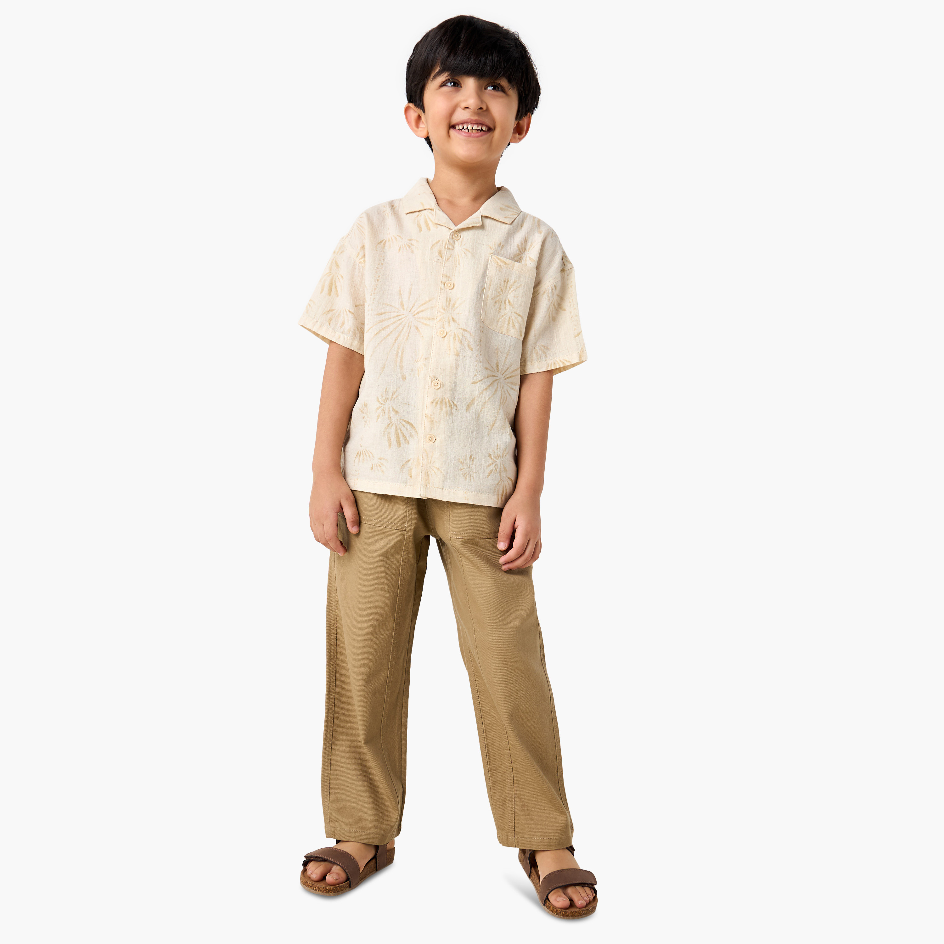 بنطلون بارز الملمس بإغلاق أزرار وجيوب من إليجو-boys-clothing-bottoms-trousers-image-4
