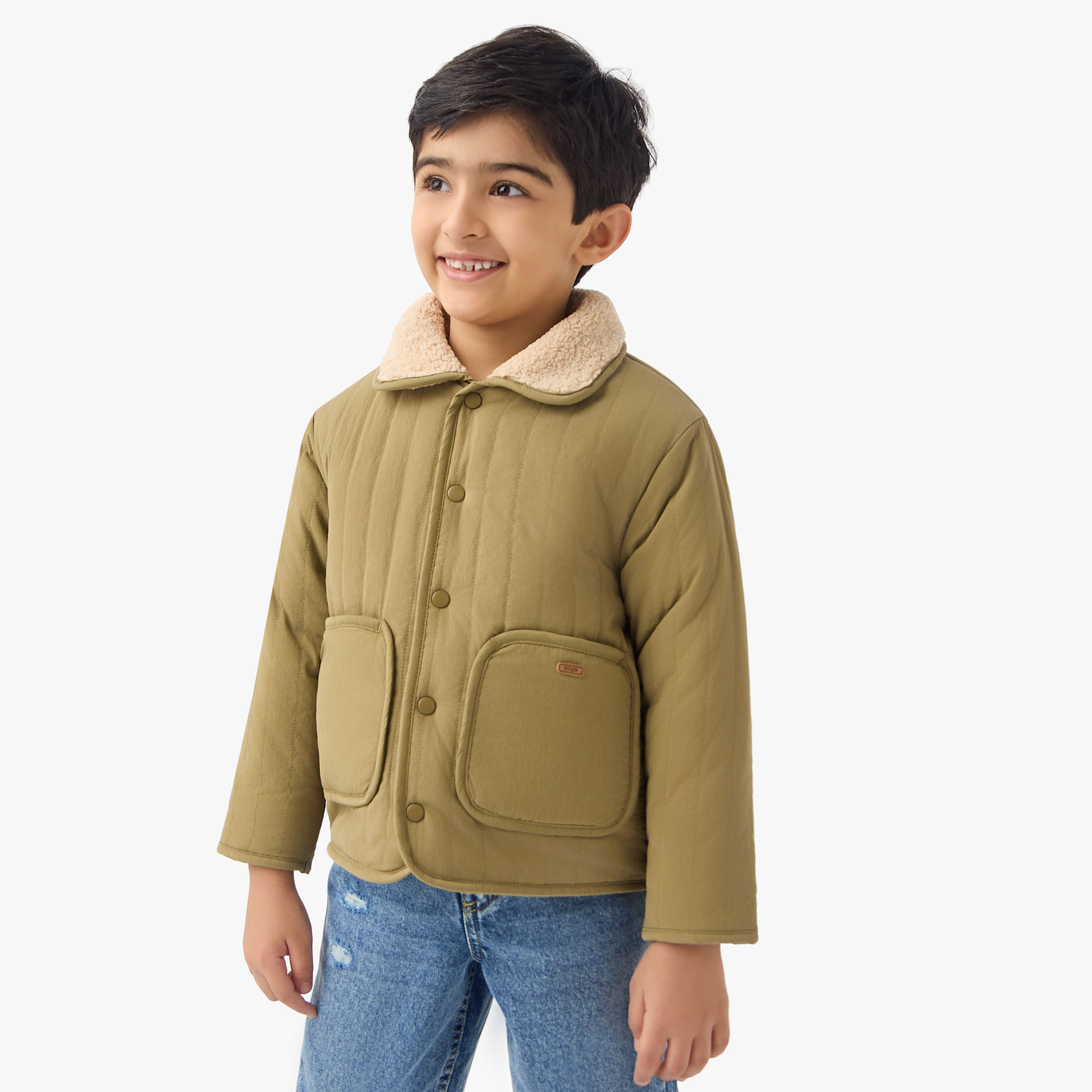 Eligo Textured Heavy Jacket with Long Sleeves and Pockets-boys-clothing-jacketsandcoats-image-1