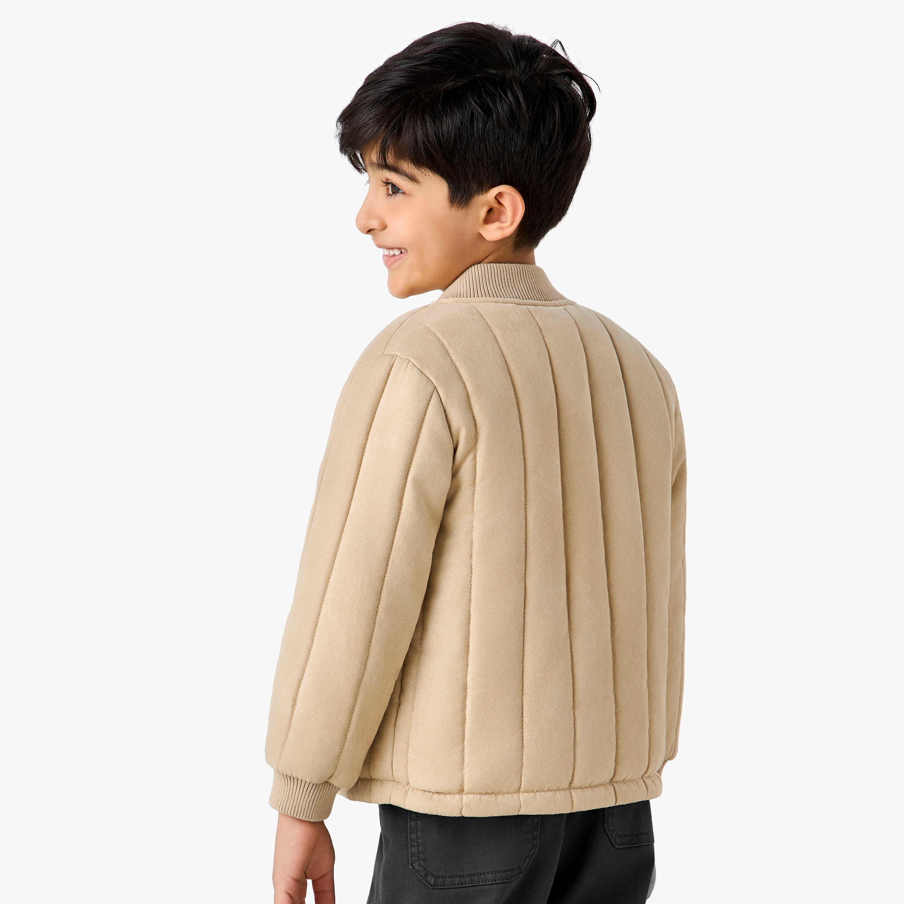 Eligo Quilted Bomber Jacket with Snap Button Closure-boys-clothing-jacketsandcoats-image-3