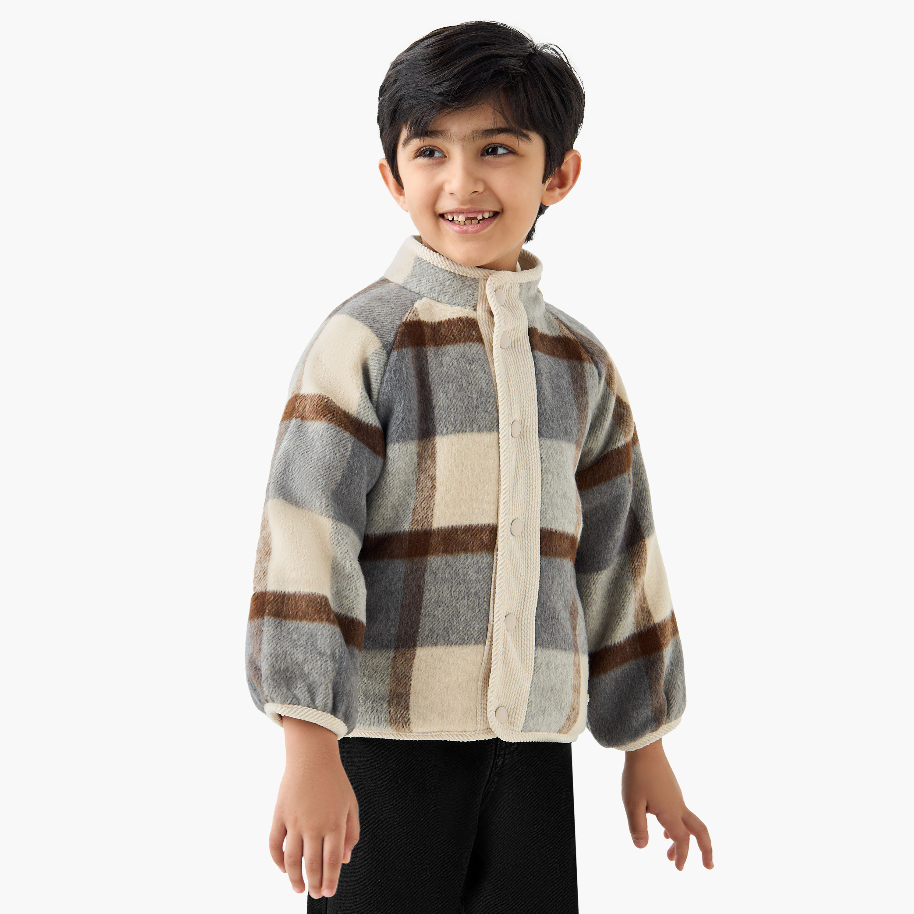 Eligo Checked Jacket with Long Sleeves and Button Closure-boys-clothing-jacketsandcoats-image-1
