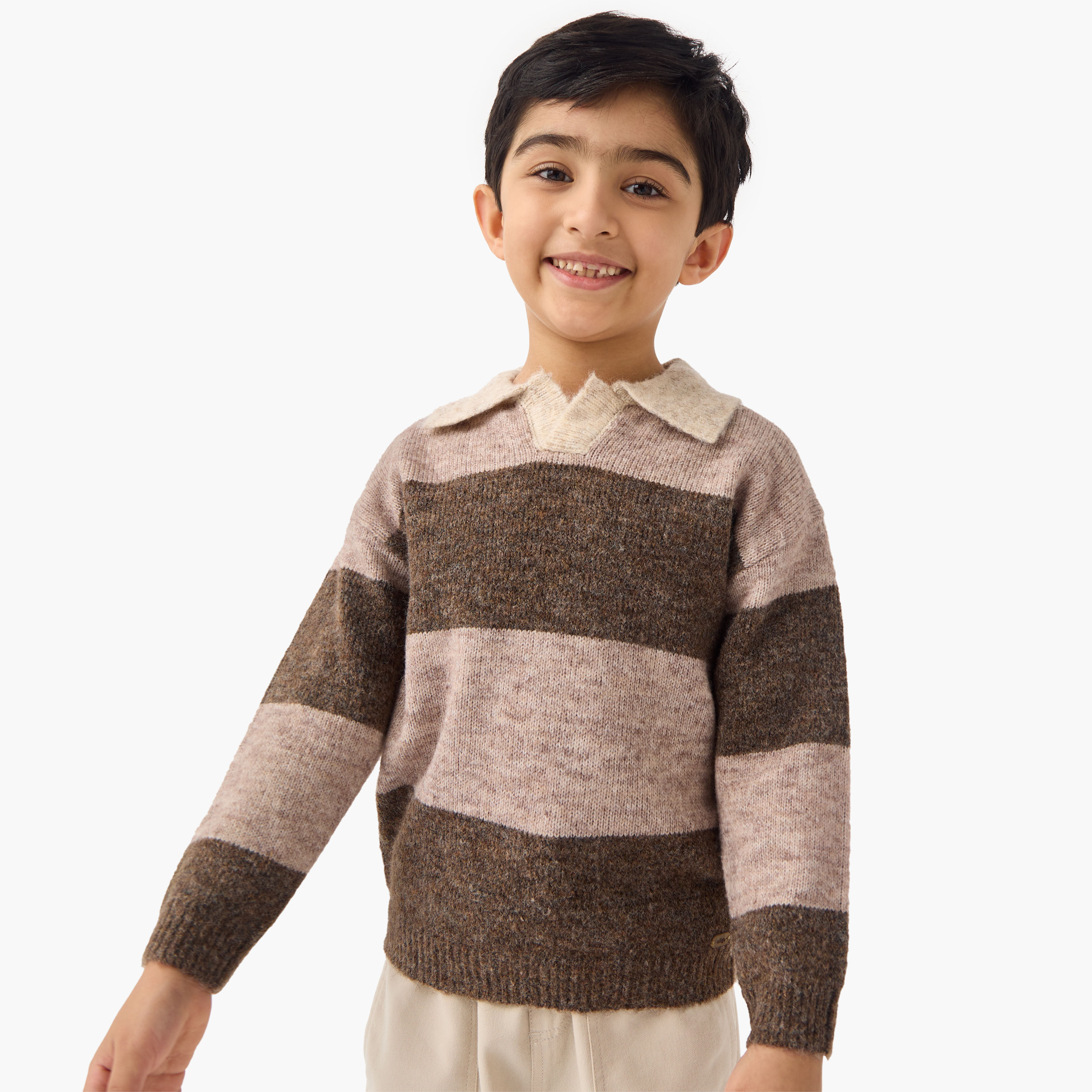Eligo Striped Pullover with Collar and Long Sleeves-baby-boys-clothing-jumpersandcardigans-image-1