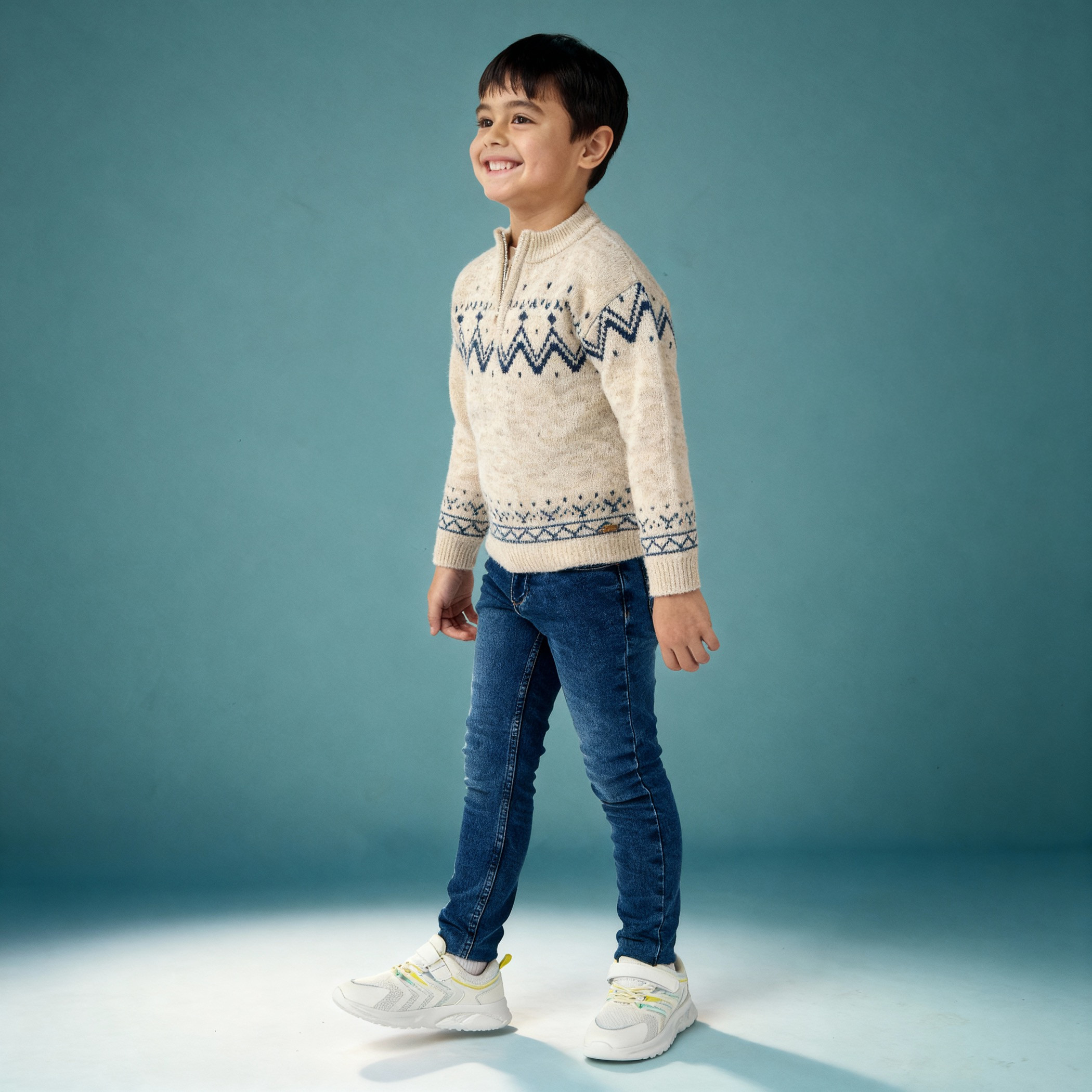 Eligo Textured Pullover with Zip Closure and Long Sleeves-baby-boys-clothing-jumpersandcardigans-image-2