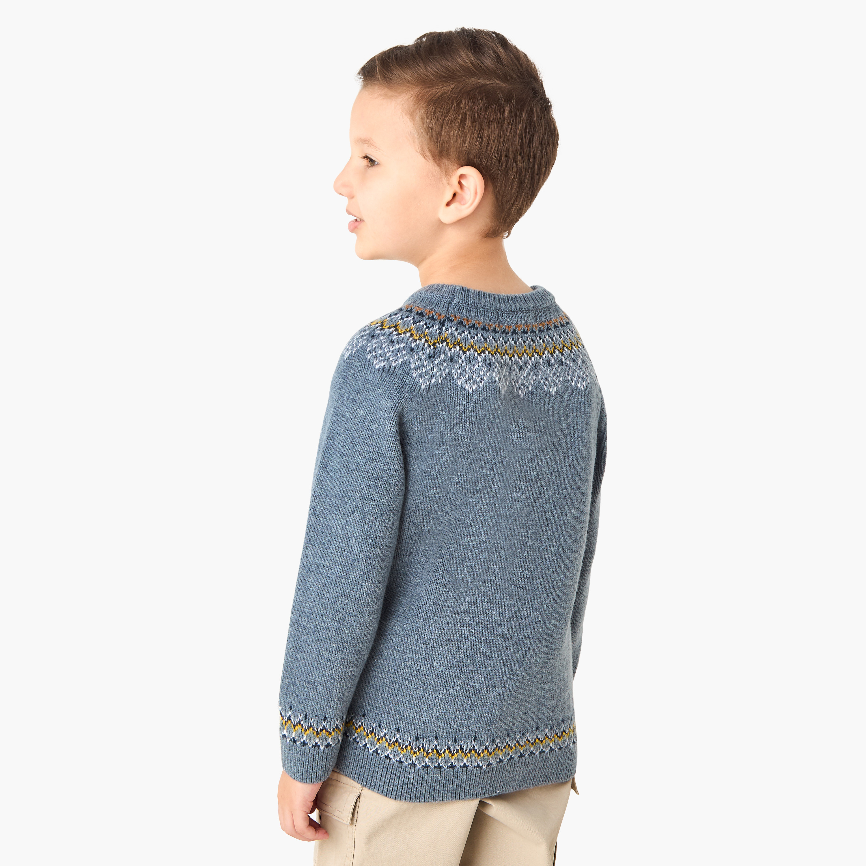 Eligo Fair Isle Textured Sweater with Long Sleeves-baby-boys-clothing-jumpersandcardigans-image-3