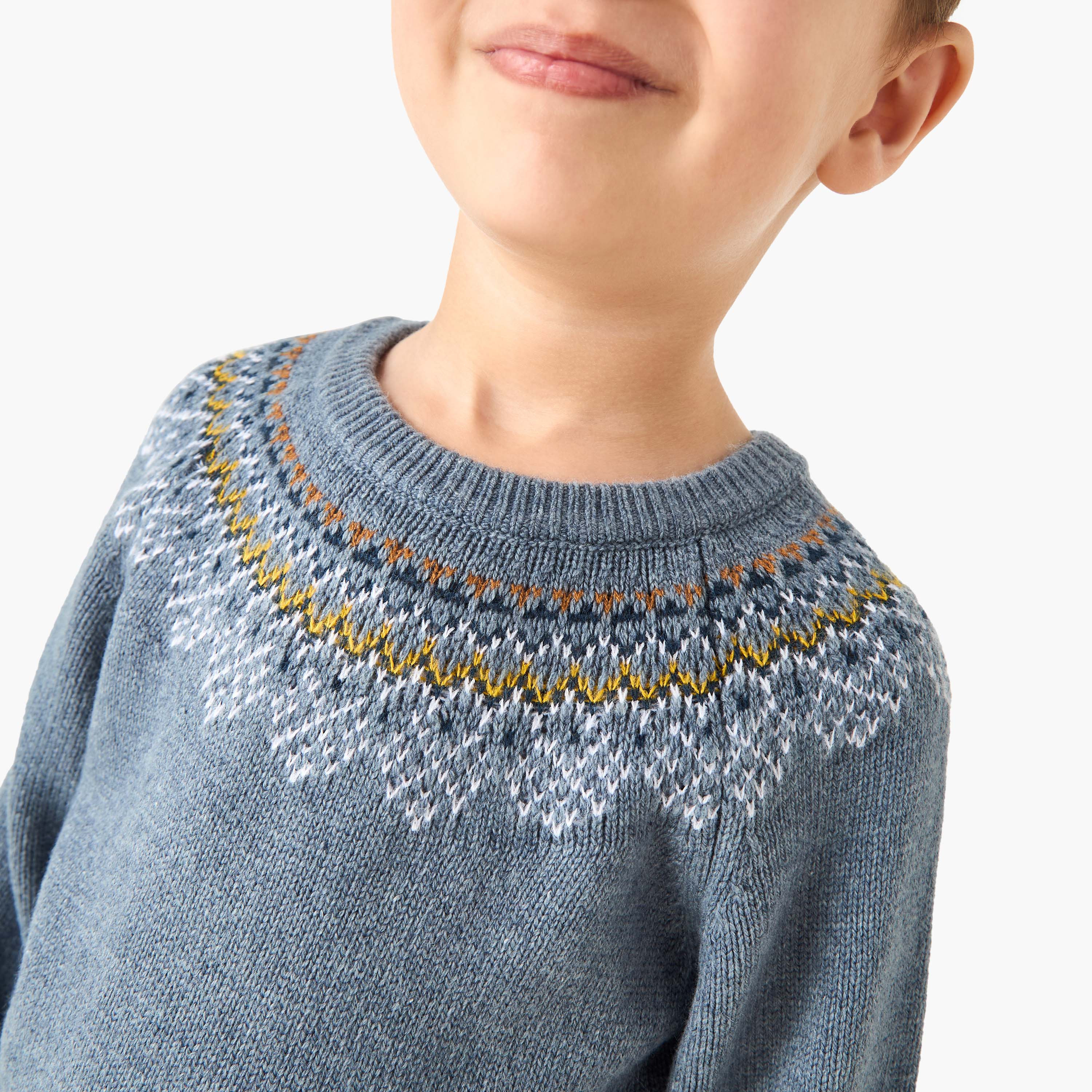 Eligo Fair Isle Textured Sweater with Long Sleeves-baby-boys-clothing-jumpersandcardigans-image-4