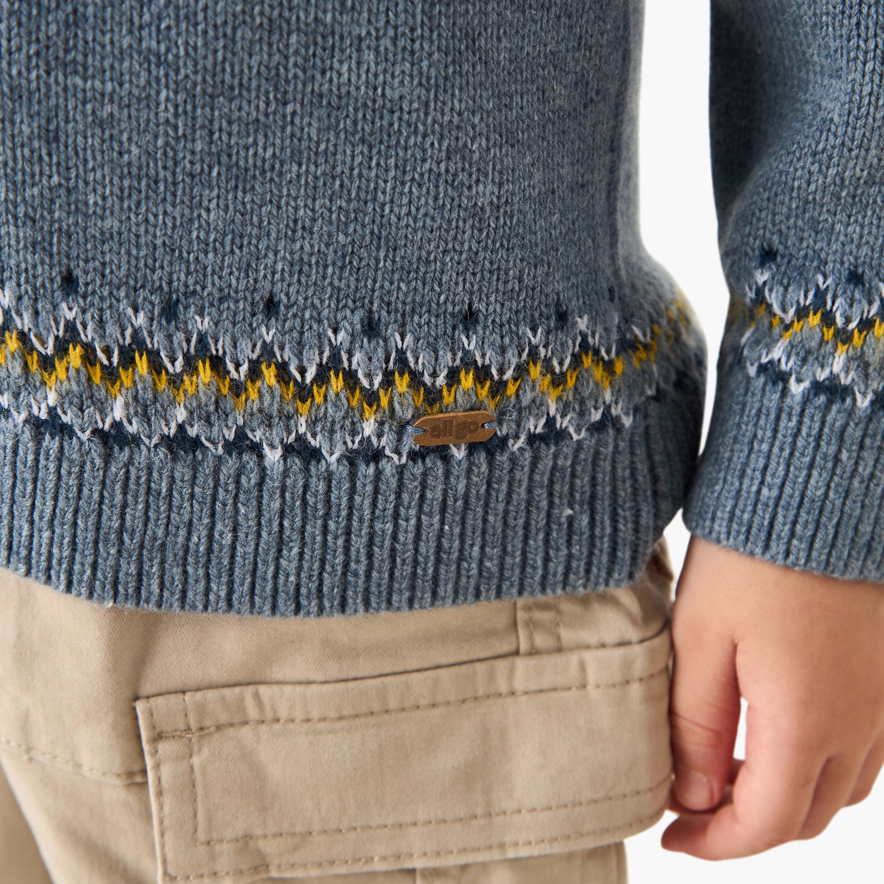 Eligo Fair Isle Textured Sweater with Long Sleeves-baby-boys-clothing-jumpersandcardigans-image-5