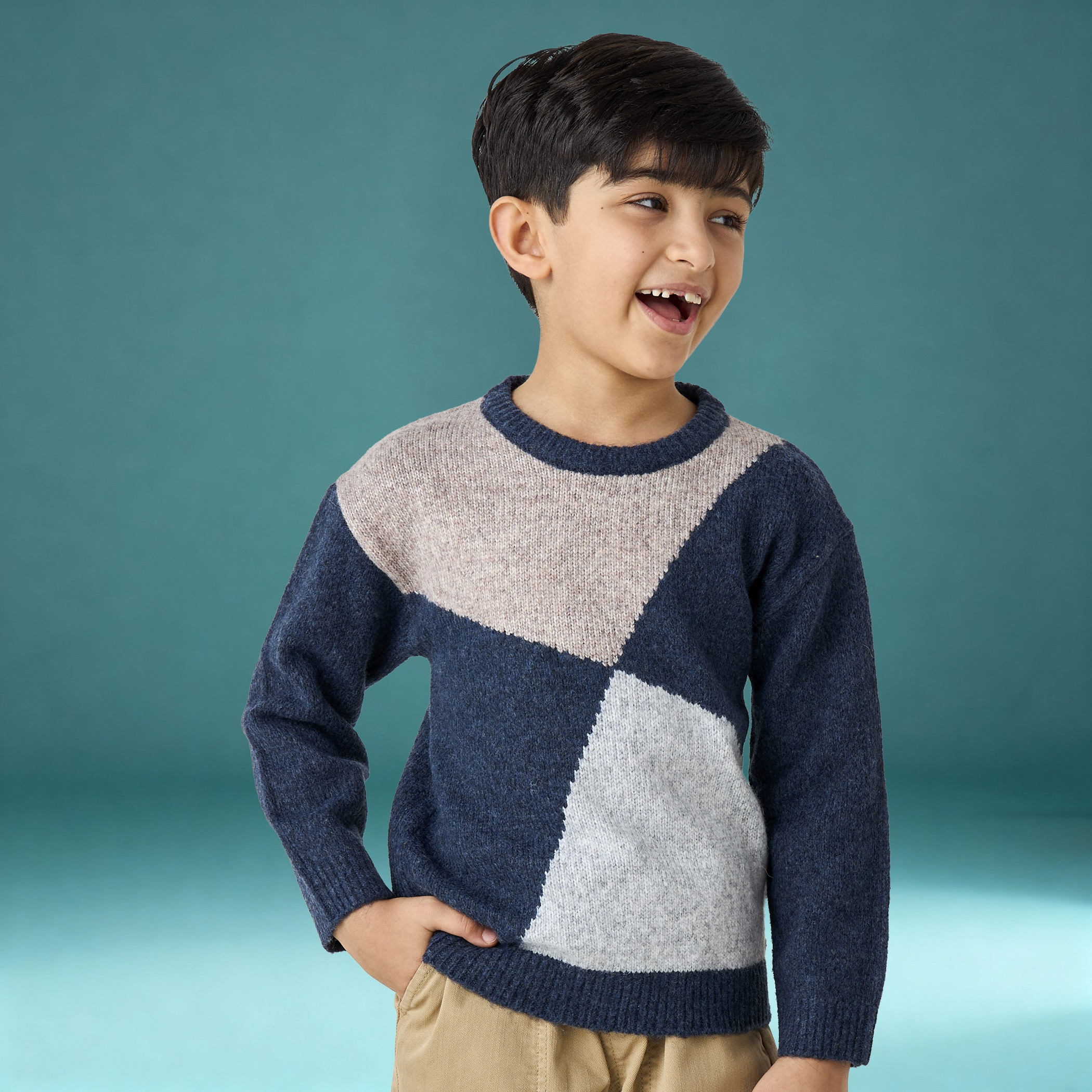 Eligo Geometric Print Pullover with Long Sleeves-baby-boys-clothing-jumpersandcardigans-image-1
