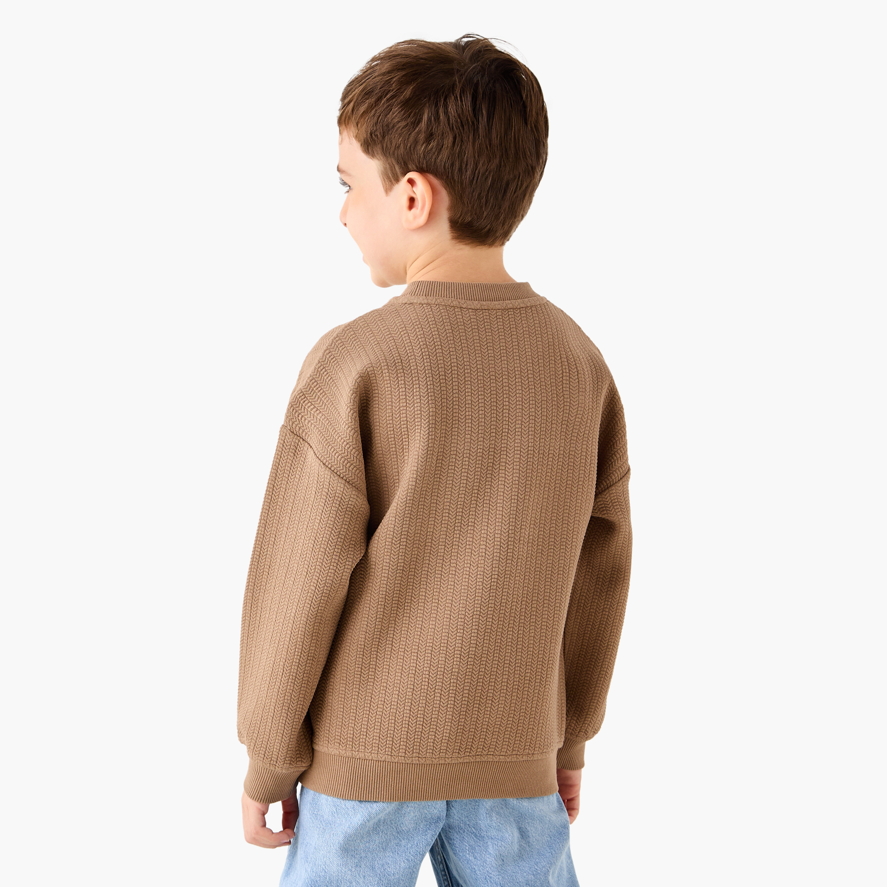 Eligo Textured Sweatshirt with Long Sleeves-boys-clothing-sweatshirts-image-3