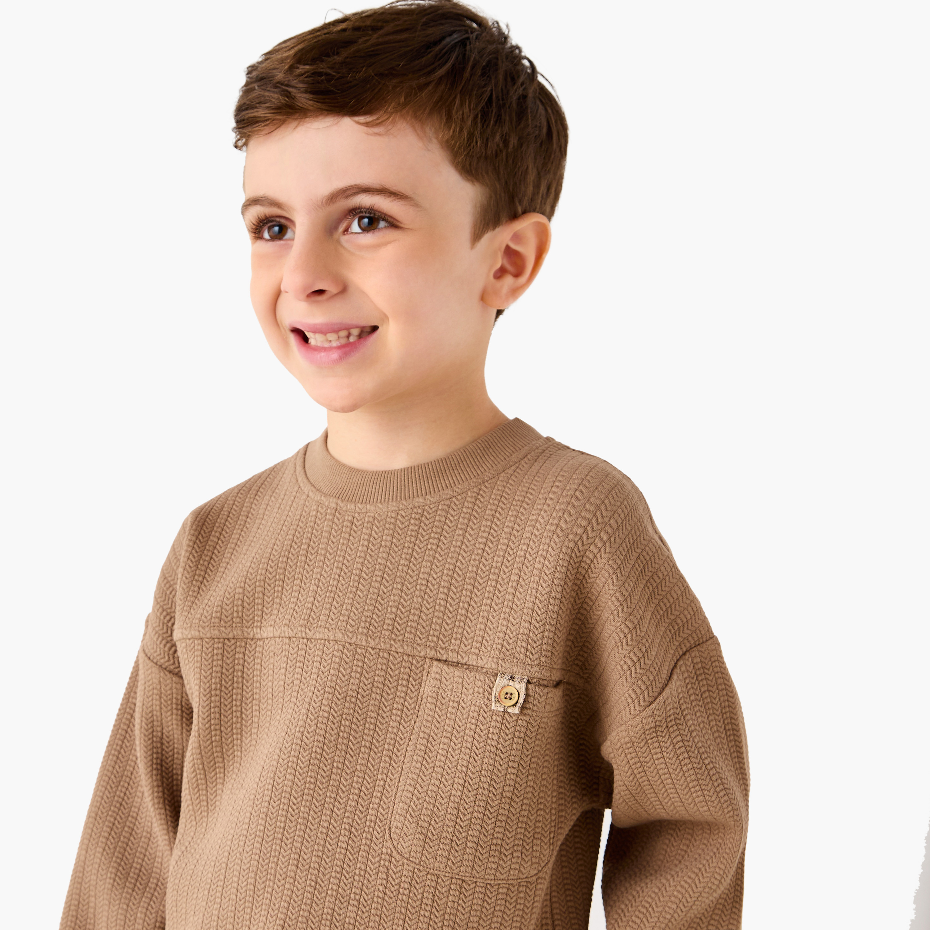 Eligo Textured Sweatshirt with Long Sleeves-boys-clothing-sweatshirts-image-4
