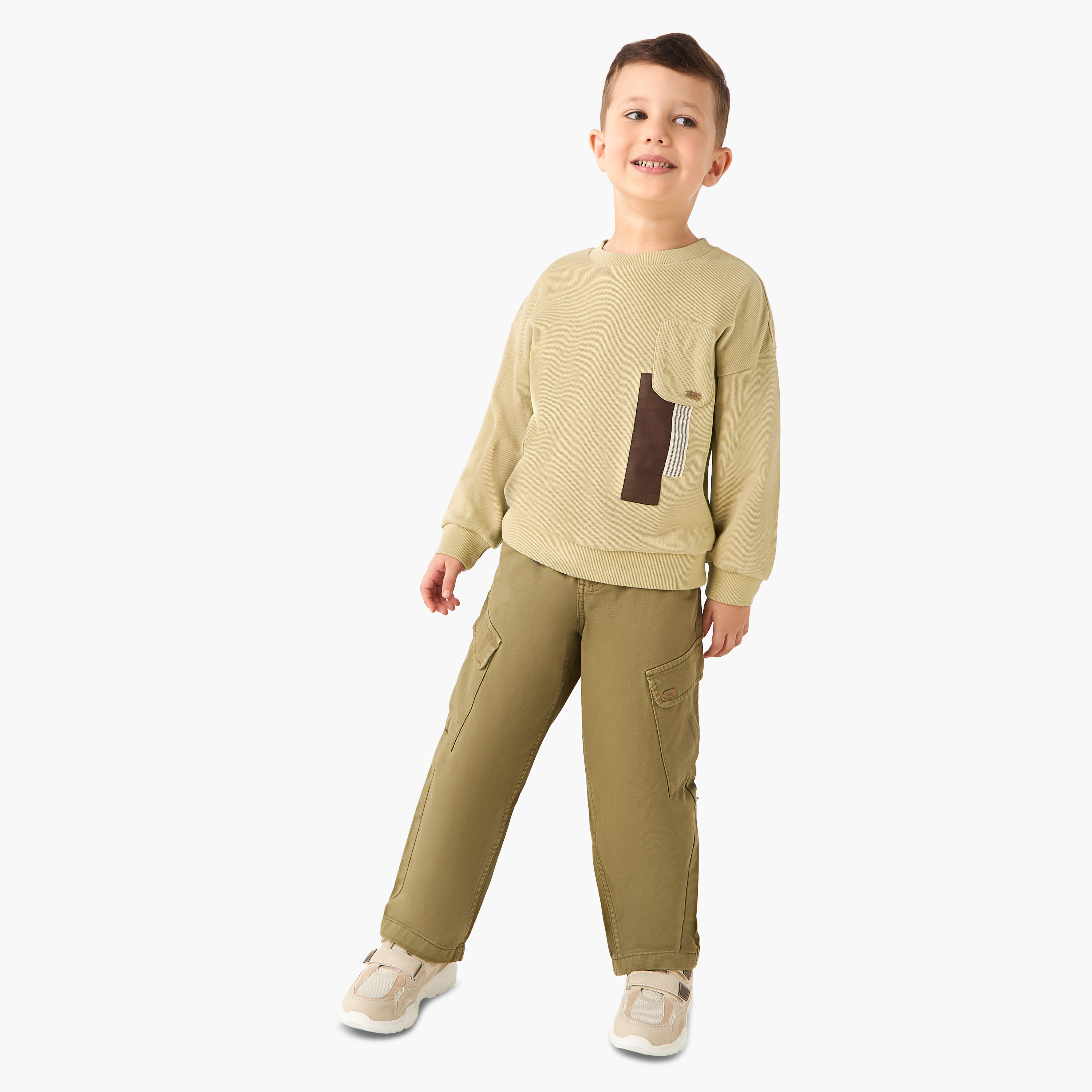 Eligo Textured Pullover with Long Sleeves and Pocket-boys-clothing-sweatshirts-image-2