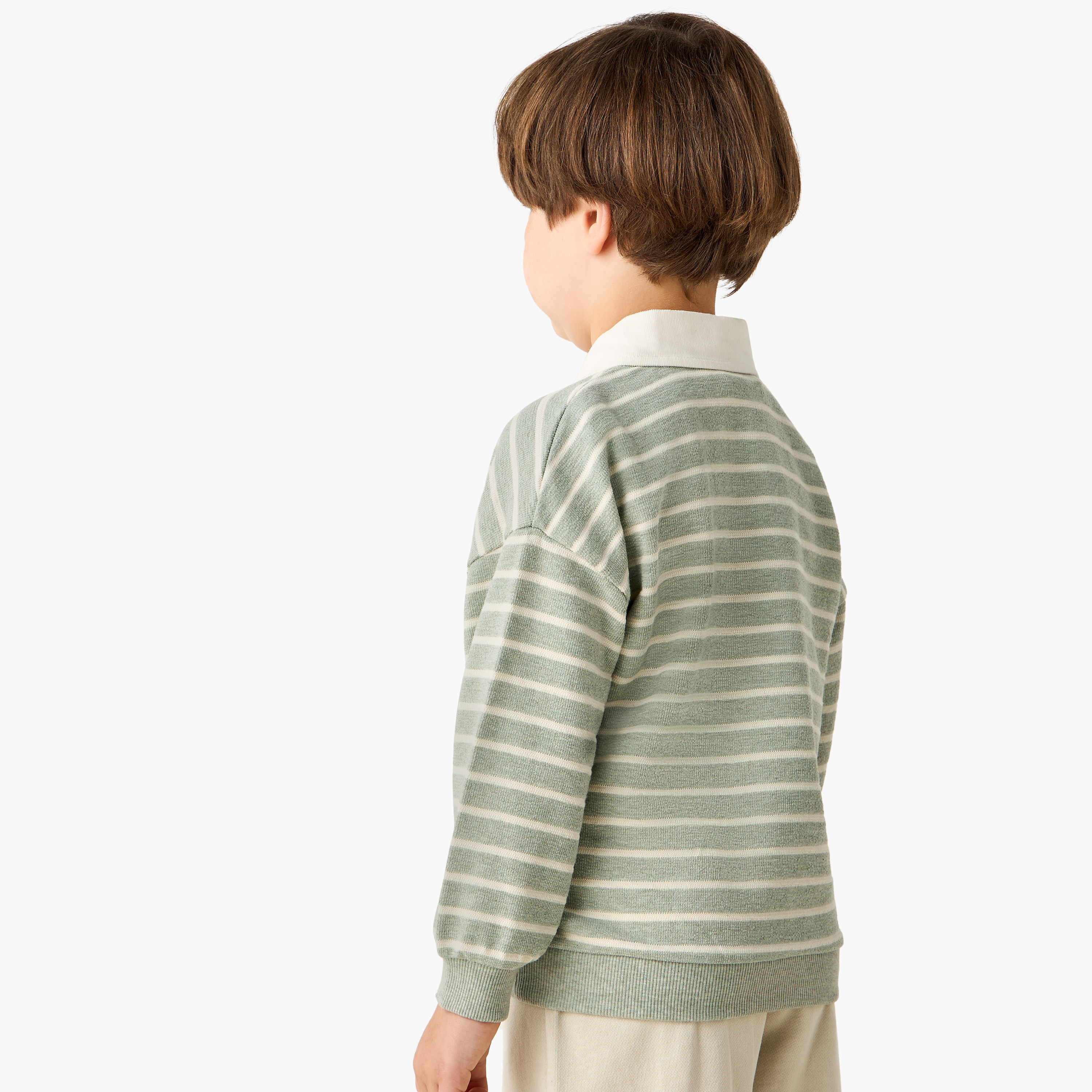 Eligo Striped Polo Sweater with Long Sleeves-boys-clothing-sweatshirts-image-3