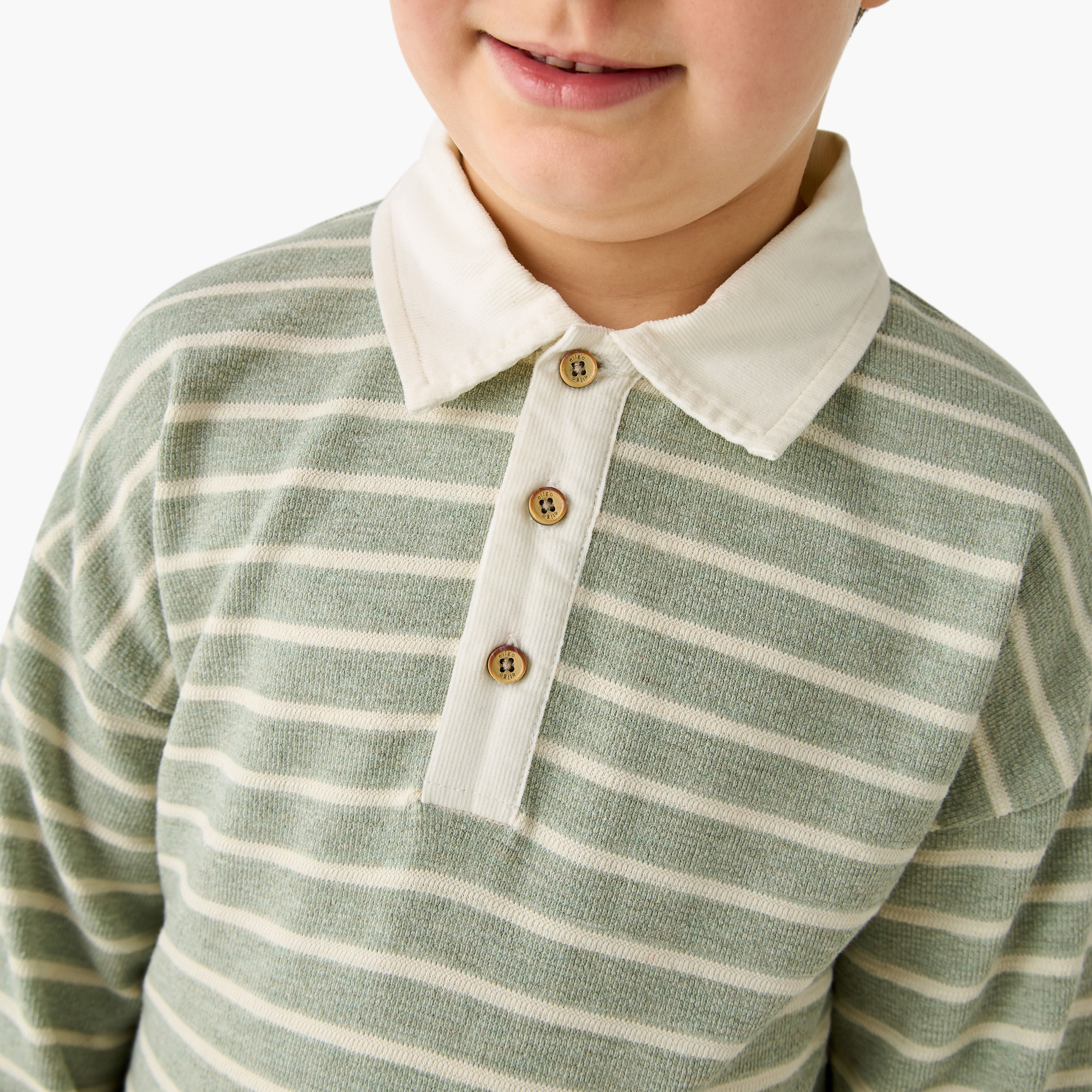 Eligo Striped Polo Sweater with Long Sleeves-boys-clothing-sweatshirts-image-4