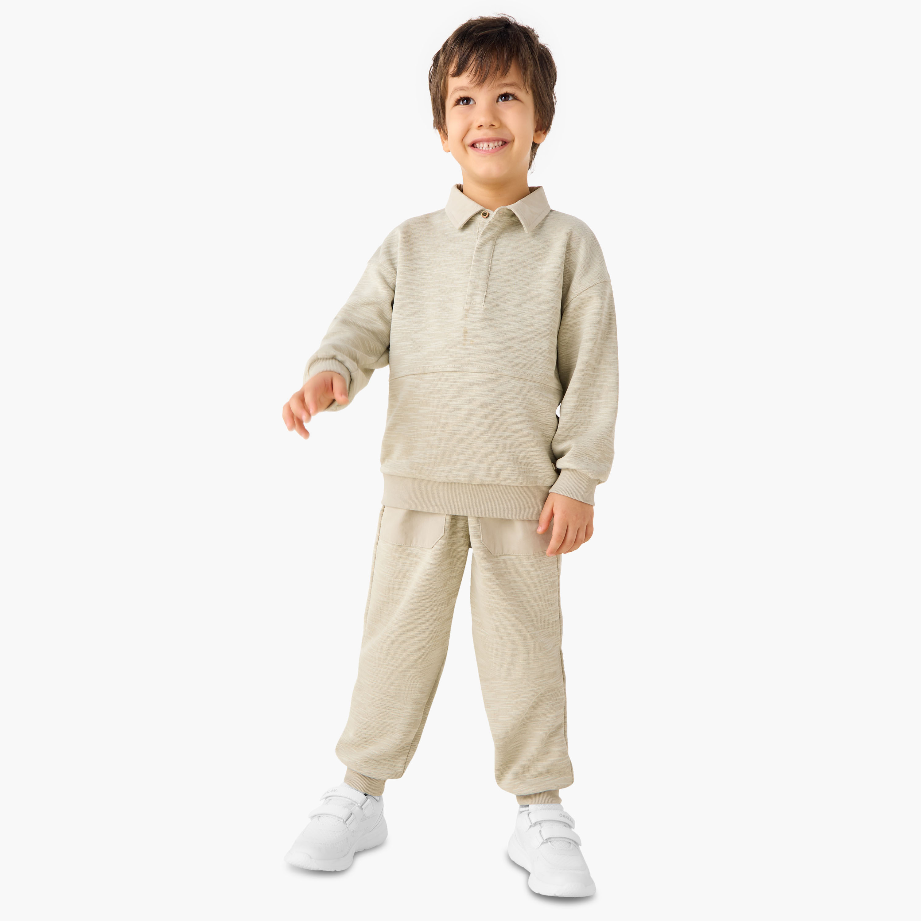 Eligo Textured Sweatshirt and Joggers Set-baby-boys-clothing-winterwear-setsandcoords-image-1
