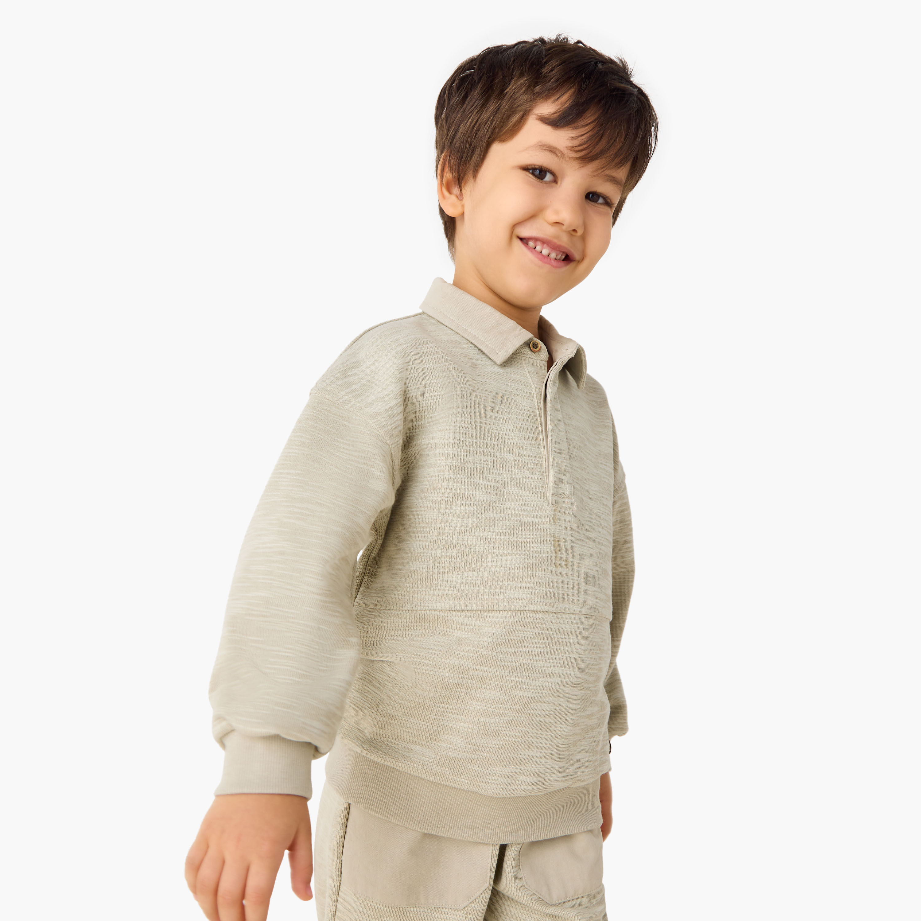 Eligo Textured Sweatshirt and Joggers Set-baby-boys-clothing-winterwear-setsandcoords-image-2