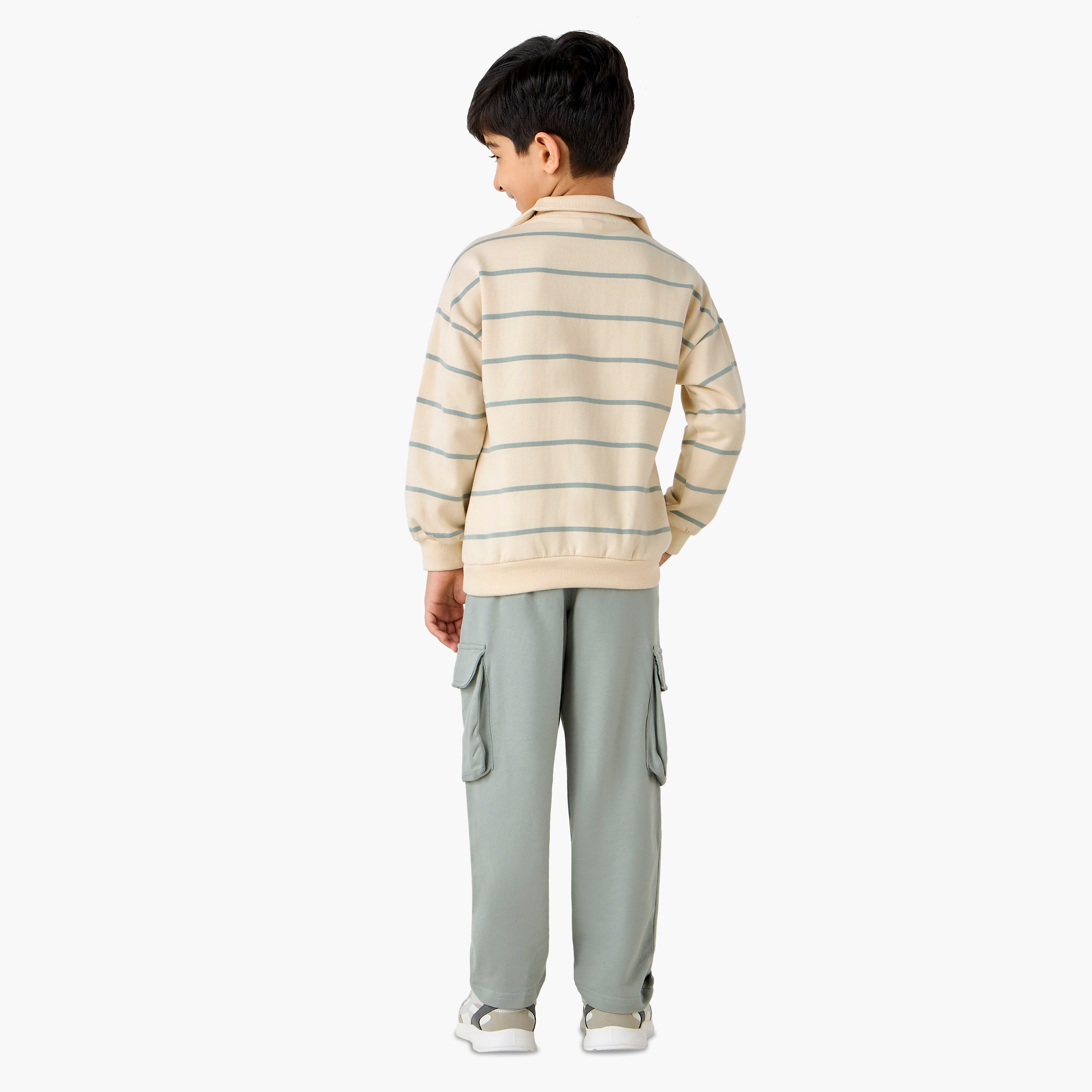 Eligo Striped Collared Sweatshirt and Pants Set-baby-boys-clothing-winterwear-setsandcoords-image-3