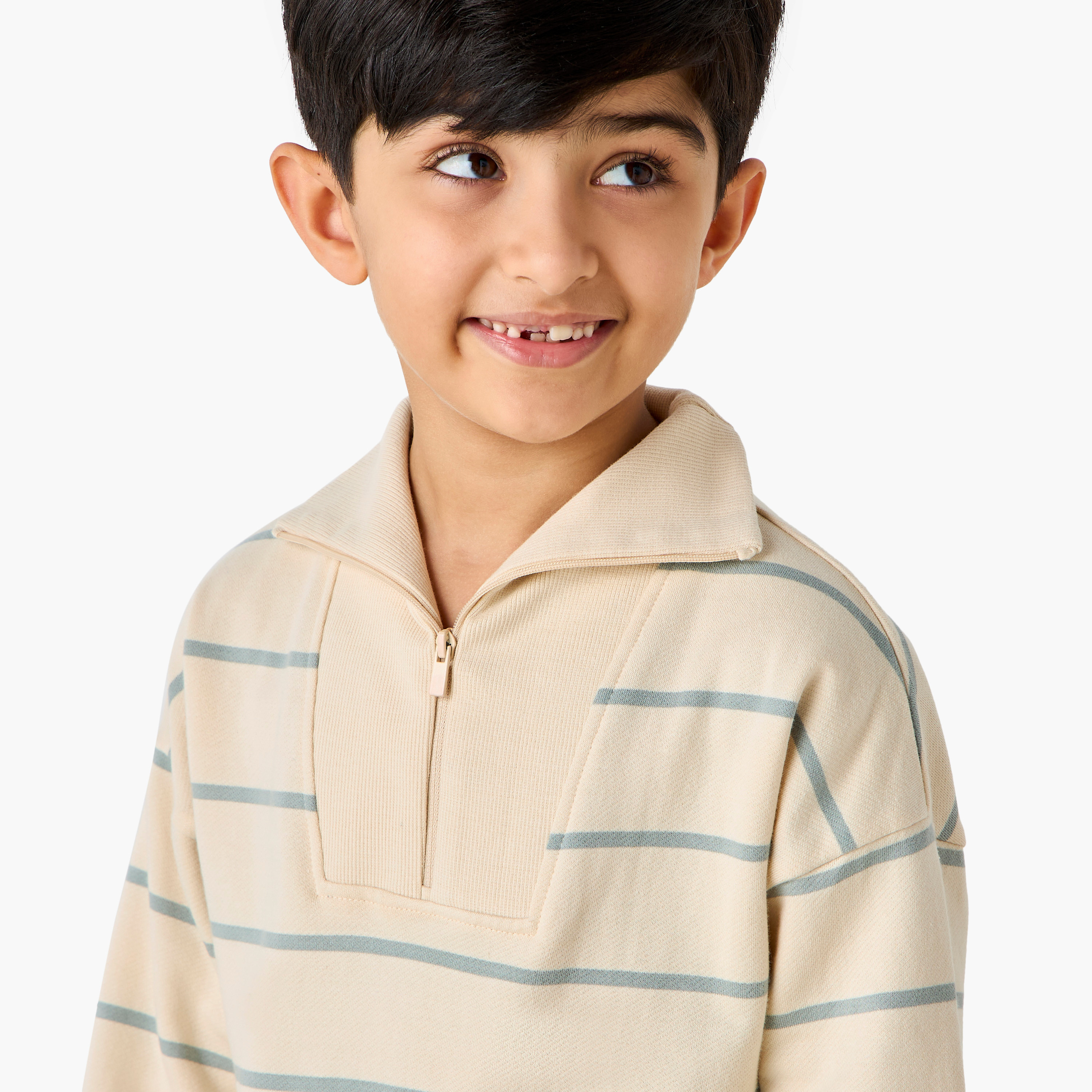 Eligo Striped Collared Sweatshirt and Pants Set-baby-boys-clothing-winterwear-setsandcoords-image-5